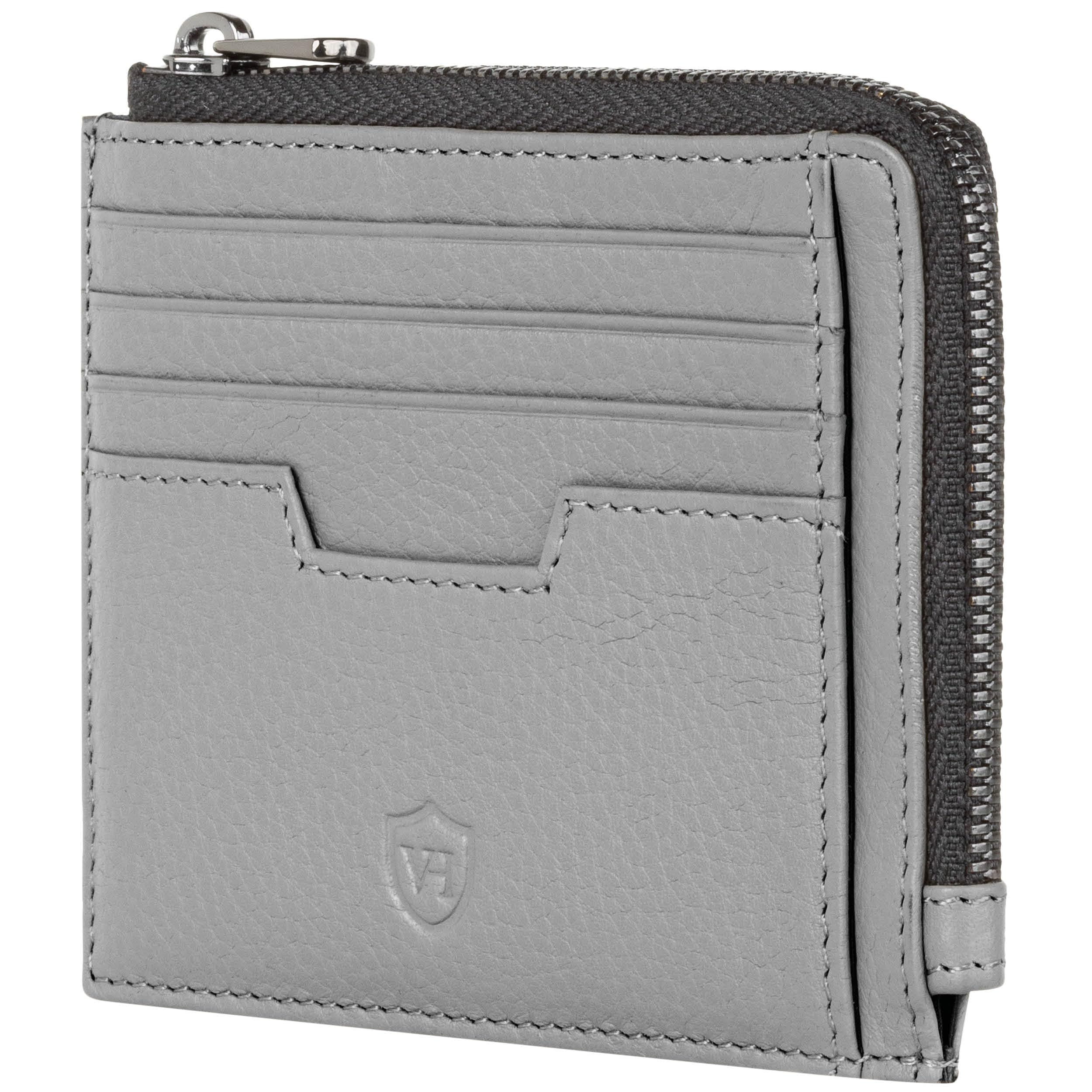 VON HEESEN Leder Kartenetui Geldbörse Herren & Damen Kreditkartenetui (Medium, Grau)