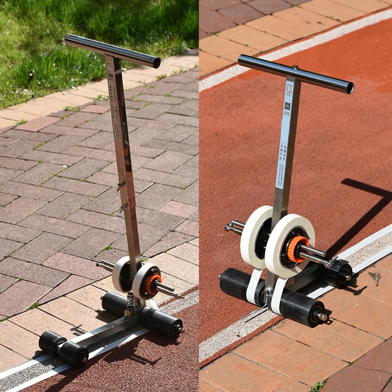 Applicateur Manuel De Ruban Adhésif Pour Sols, Machine De Marquage Avec Kit De Cercles De Traçage, Espacement Réglable : 3-15 Cm, Hauteur De La Poignée : 55-80 Cm, Pour Allées, Garages, Terrains De S