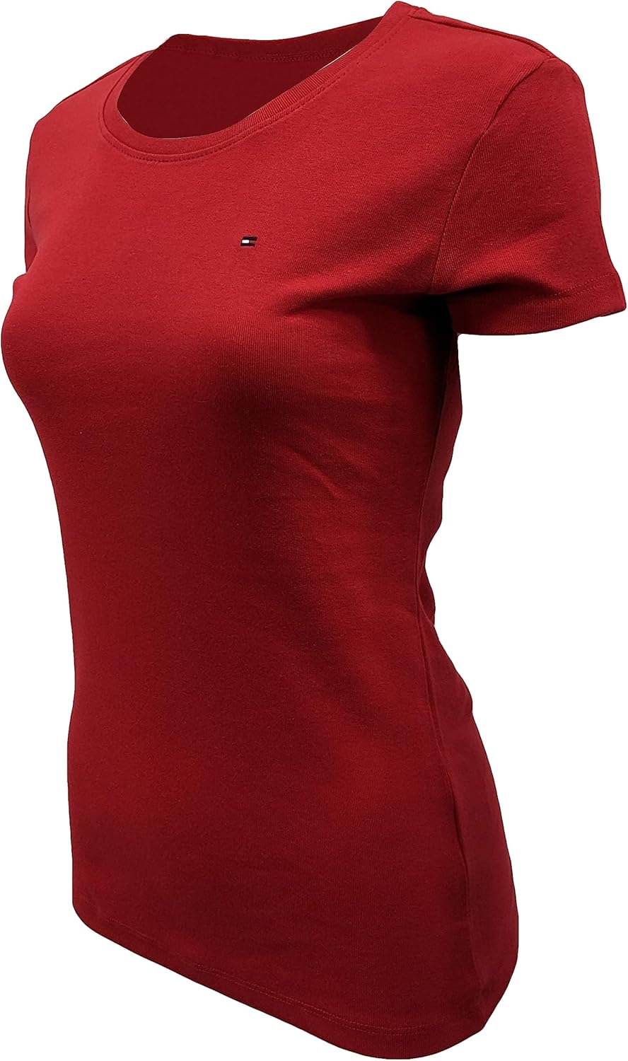 Tommy Hilfiger Womens Crewneck Solid Color Logo T-Shirt (X-Large, Red) - Image 3