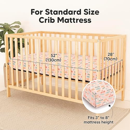 Miniatura 99 de 2-Pack Waterproof Baby Crib Sheets for Boys, Girls - 52x28 Viscose Derived from Bamboo Toddler Bed Sheet Neutral, Fitted Crib Mattress Protector