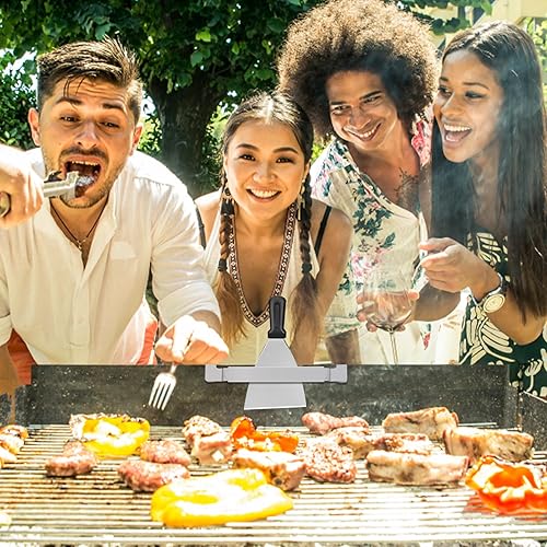 Miniatura 6 de Soporte para espátula de plancha, estante ajustable de acero inoxidable para Blackstone, chef de campamento, Royal Gourmet (plateado)