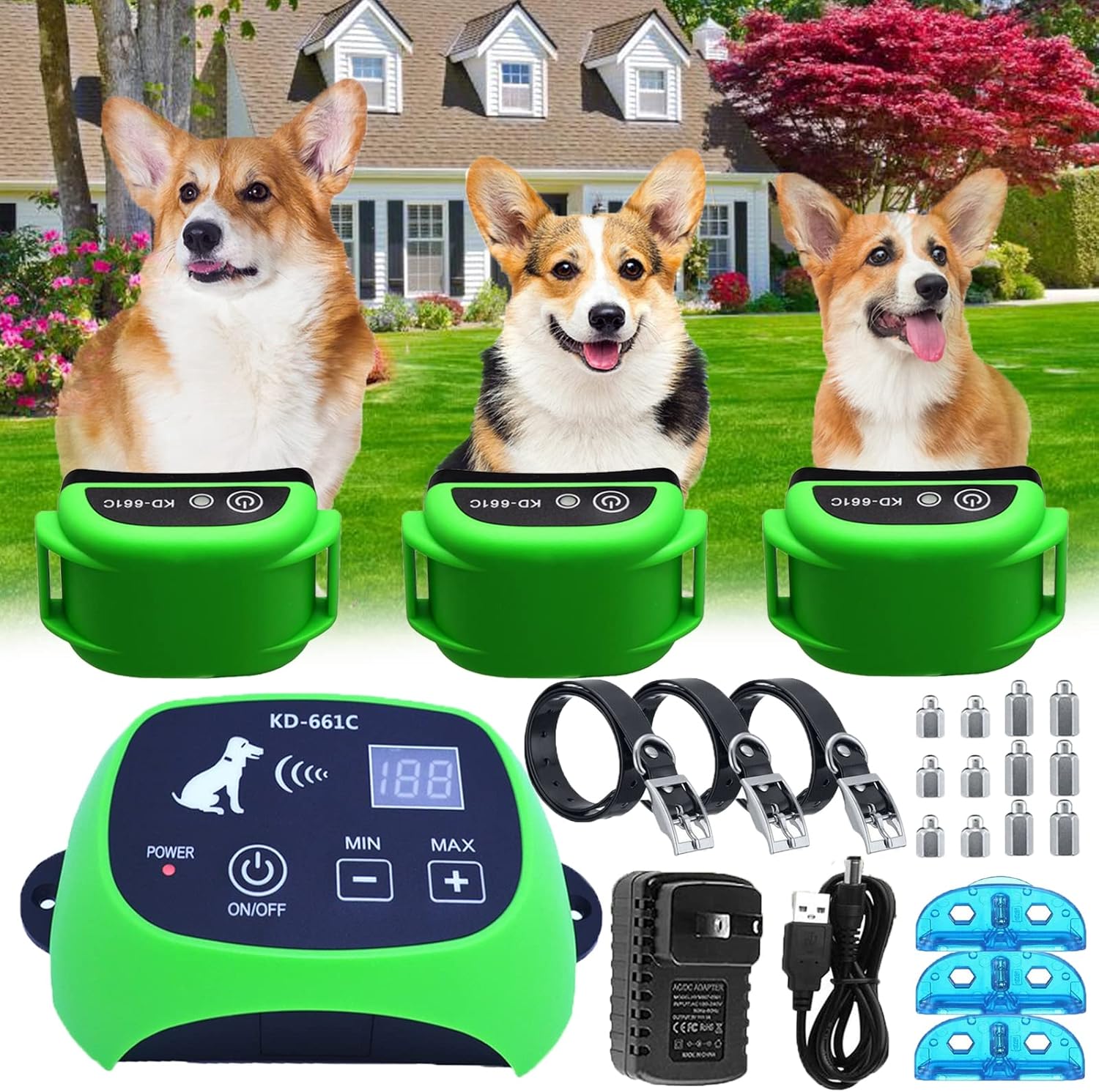 Wireless Dog Fence & Outdoor Training Collar 2in1,Boundary Container for Electric