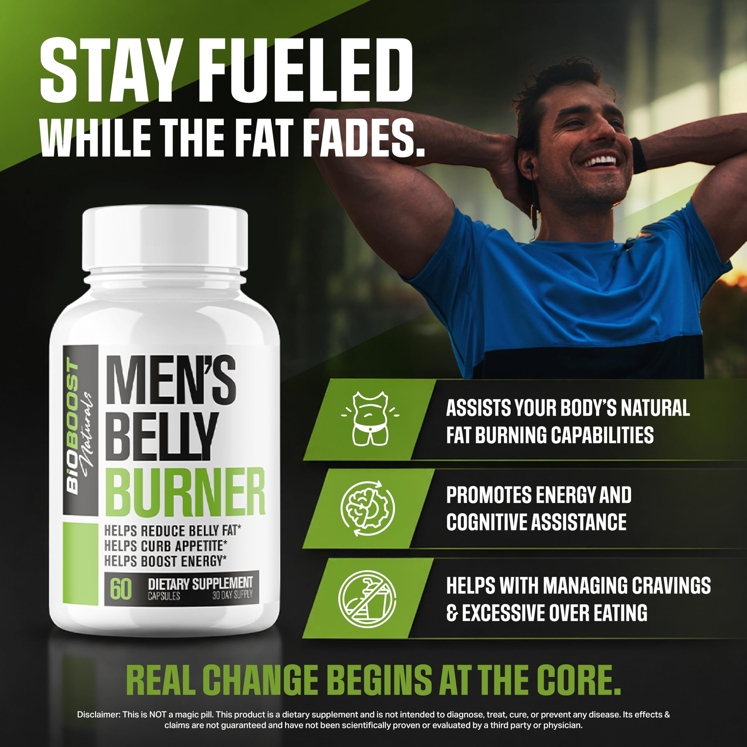 Men's Belly Fat Burner - Supports Healthy Pathways Associated with GLP-1 Activity - Promotes Weight Loss for Men, Helps Control Appetite/Cravings & Promotes Energy | 3rd Party Tested - 60 Capsules — Amazon image 4