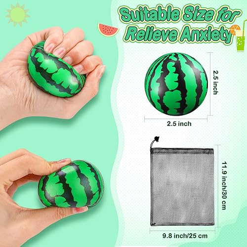 Miniatura 3 de 20 bolas de estrés a granel de 2.5 pulgadas de sandía para fiesta, mini bolas de espuma para aliviar el estrés, juguete sensorial con bolsas de