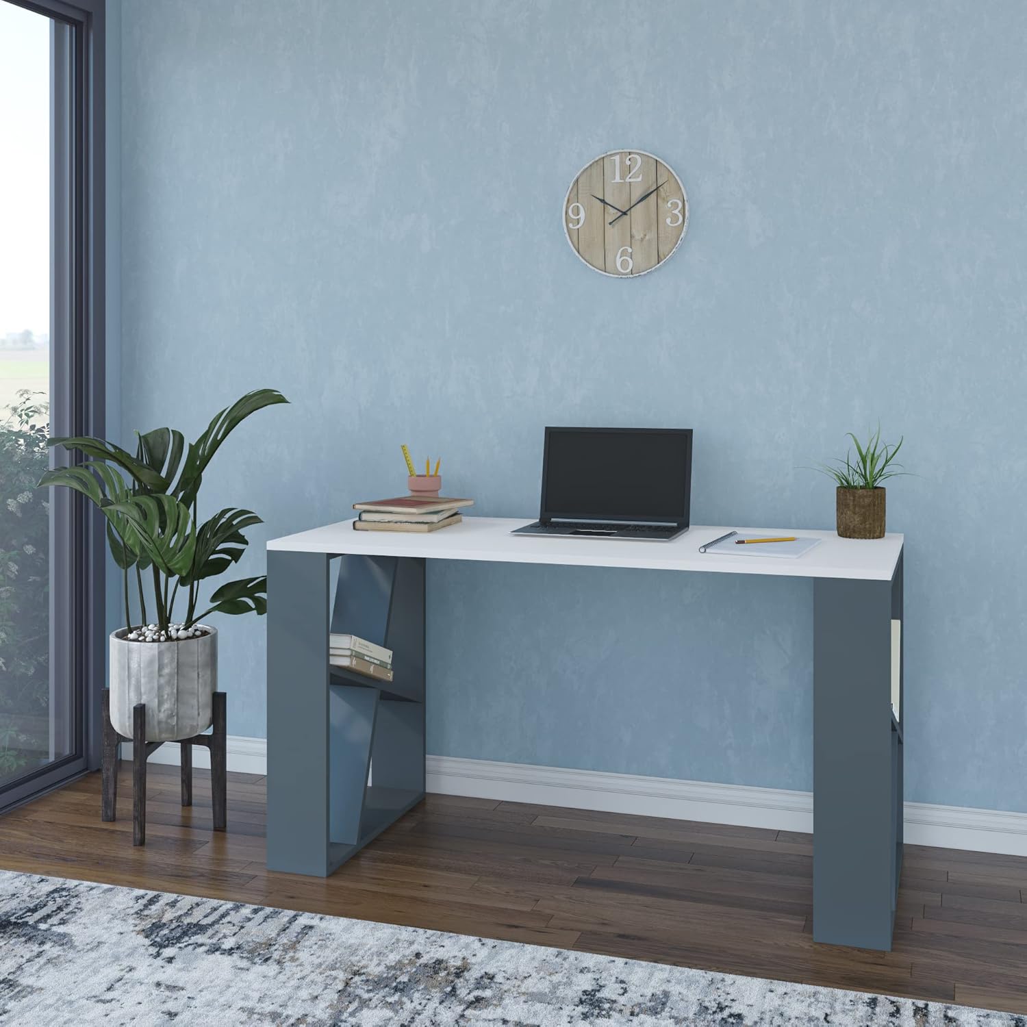 Ada Home Decor Brian Home-Office-desks, 29.53'' H x 55.12'' W x 23.62'' D, White & Anthracite