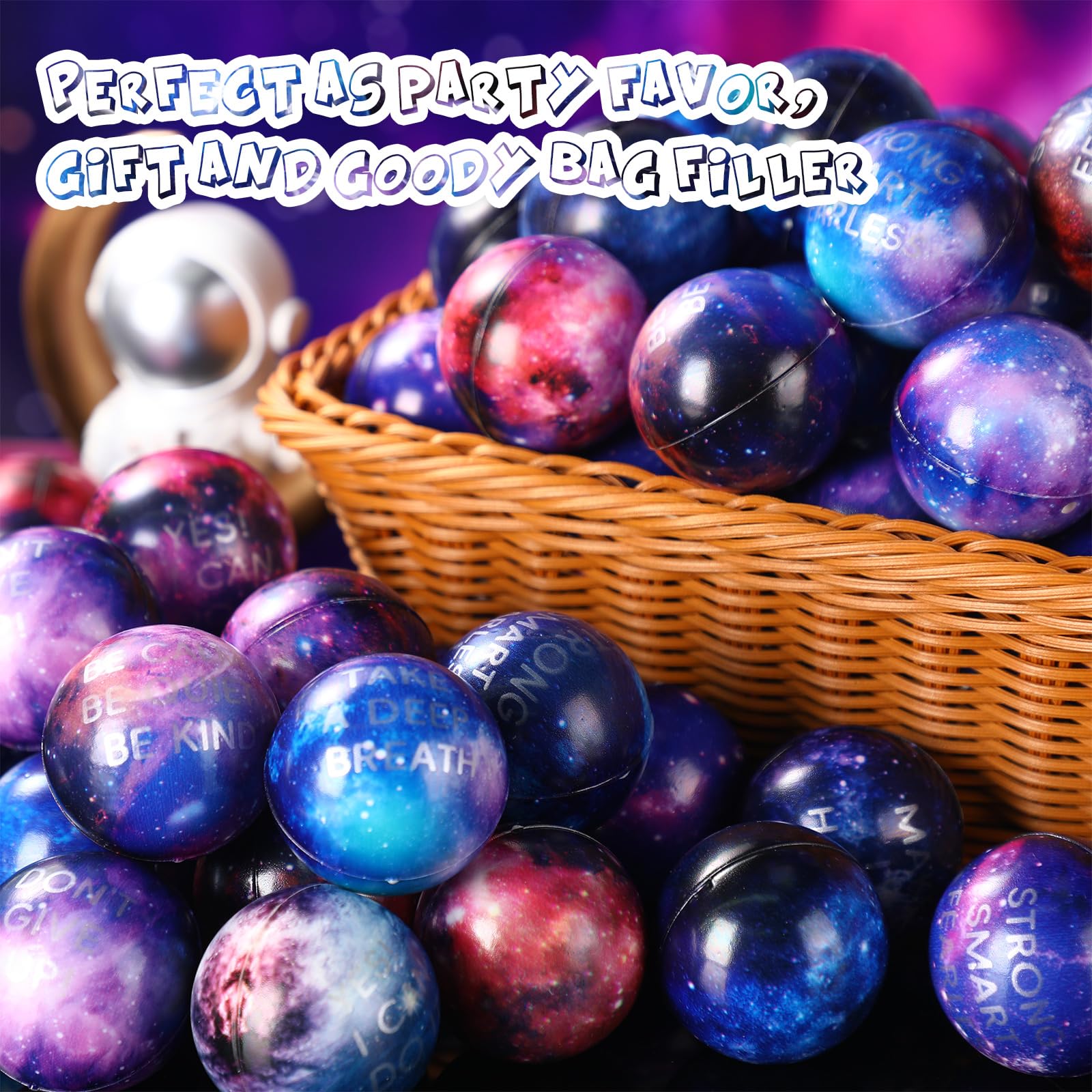 Bedwina 50 Palle Antistress Galaxy Per Bambini – Palline Sensoriali In Schiuma Morbida, Tema Spazio, Per Bomboniere E Festa - 6