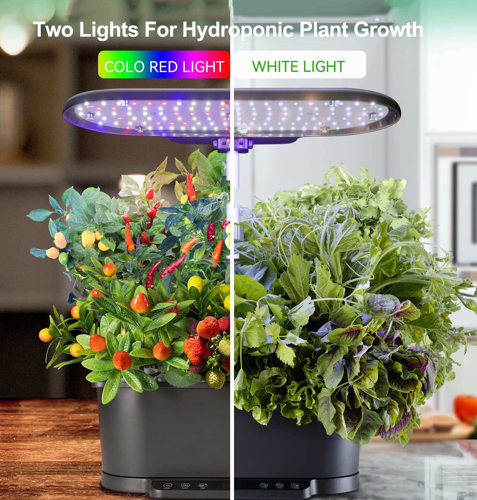 Sistema de cultivo hidropónico, WiFi 15 cápsulas de jardín interior con tanque de agua de 5,5 l, kits de germinación de altura ajustable de 76 cm, jardinera de jardín controlada por aplicación con luz