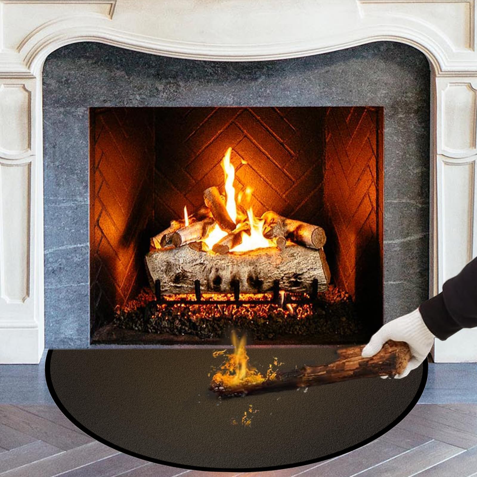 EEEKit Okrągła Mata Ognioodporna, 91,4×91,4 CM Mata Kominkowa, Mata pod Grill do BBQ, Ogrodu, Biwaku, Tarasu, Pokładu
