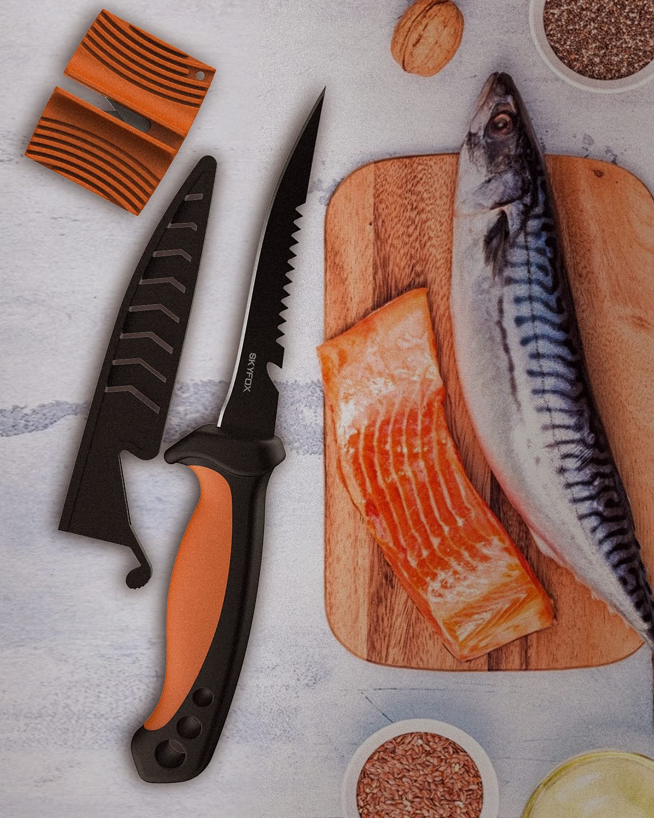 Fishing Fillet - Cuchillo y cuchillo de señuelo, 5 pulgadas Razor Sharp G4416 de acero inoxidable, cuchillo de filete para exteriores, cocina, pesca, caza (2 unidades) by SkyFox