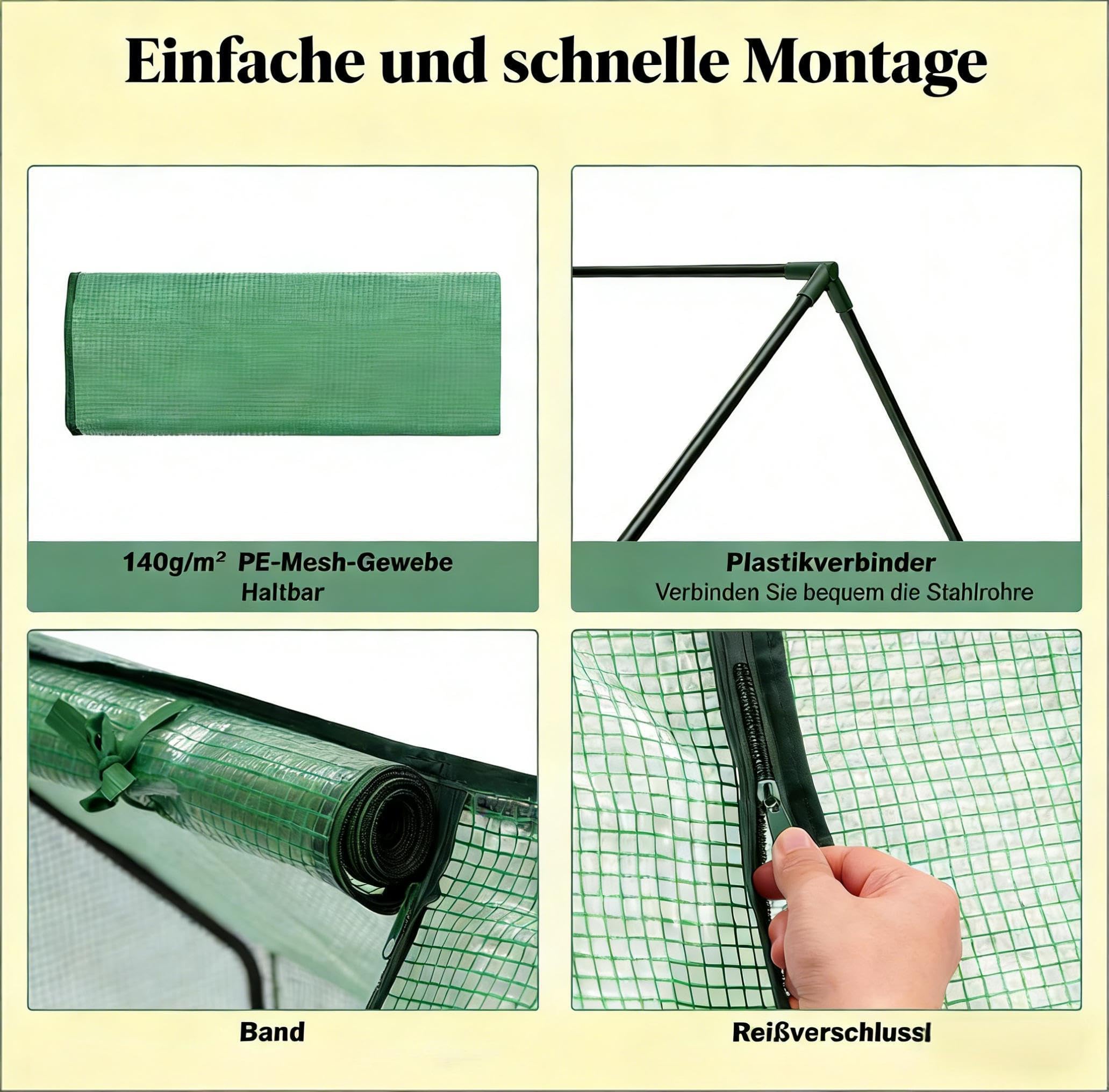Szklarnia 180 x 90 x 90 cm z drzwiami przesuwnymi – stabilna szklarnia foliowa ze wzmocnioną folią PE, wodoszczelna i odporna na promieniowanie UV, idealna jako domek na pomidory lub inspekt na balkon