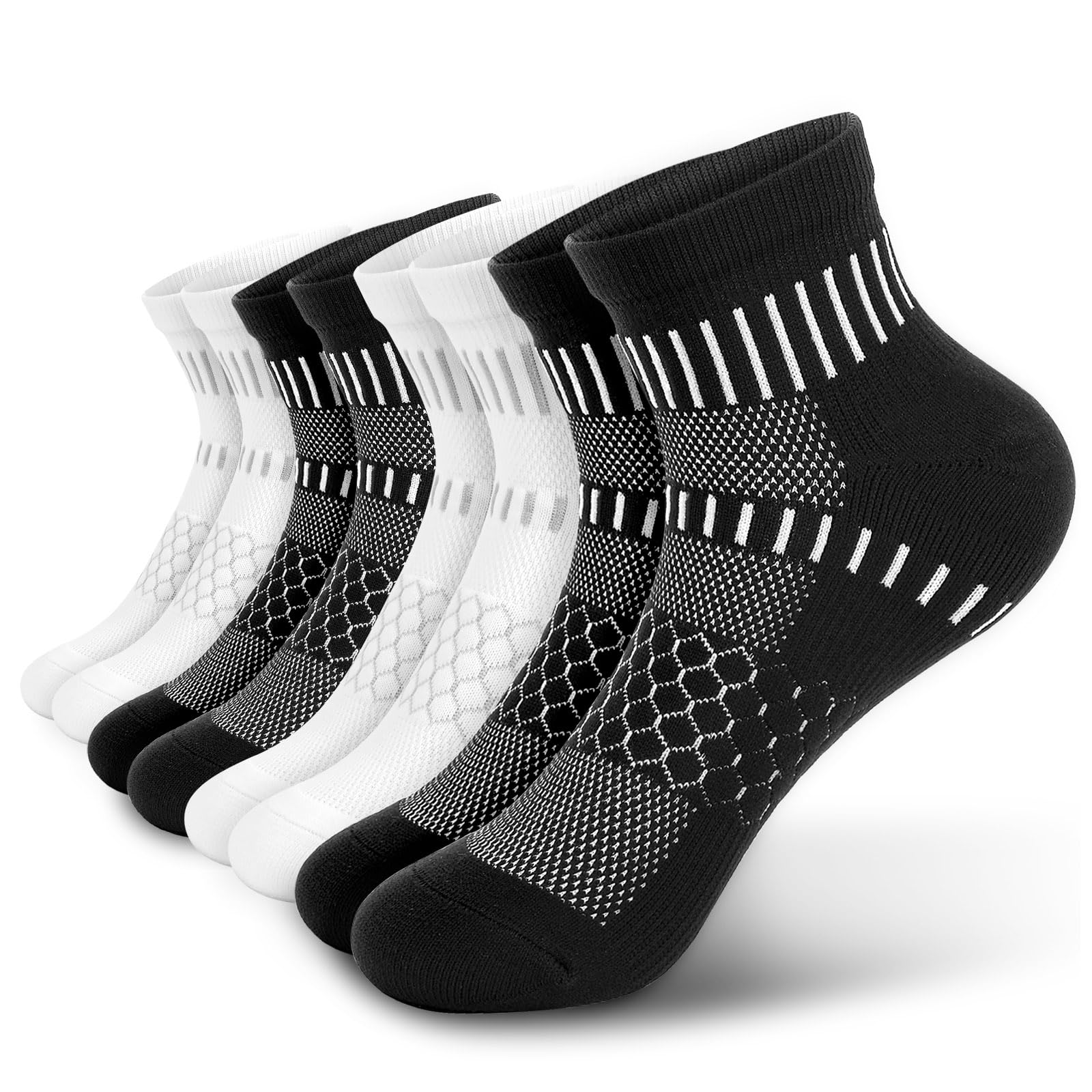 IRAMY Ankle Compression Socks for Men Women Cushioned Running Athletic Socks Plantar Fasciitis Relief 2 4 6 Pairs