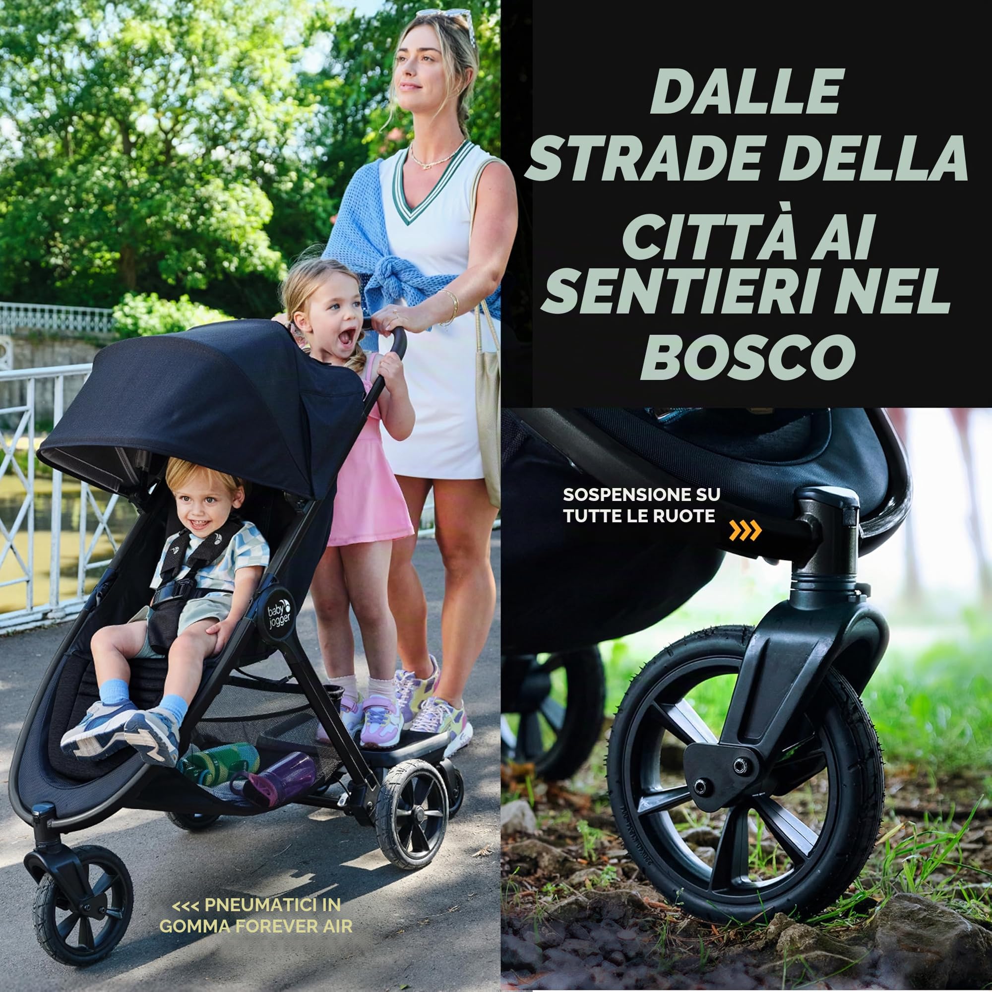 Baby Jogger City Mini GT3 - Passeggino da viaggio leggero e pieghevole, colore: nero intenso