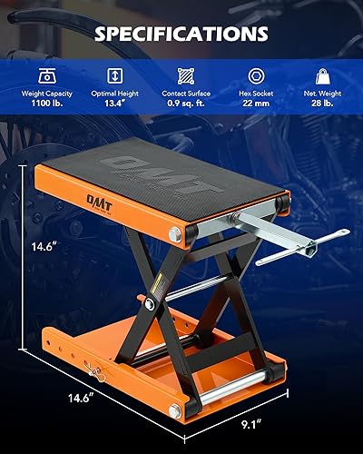 Miniatura 10 de Orion Motor Tech elevador de tijera de 1000 lb con llave tubular ideal para reparación de motocicletas plataforma amplia de 13-34 x 9-45 altura