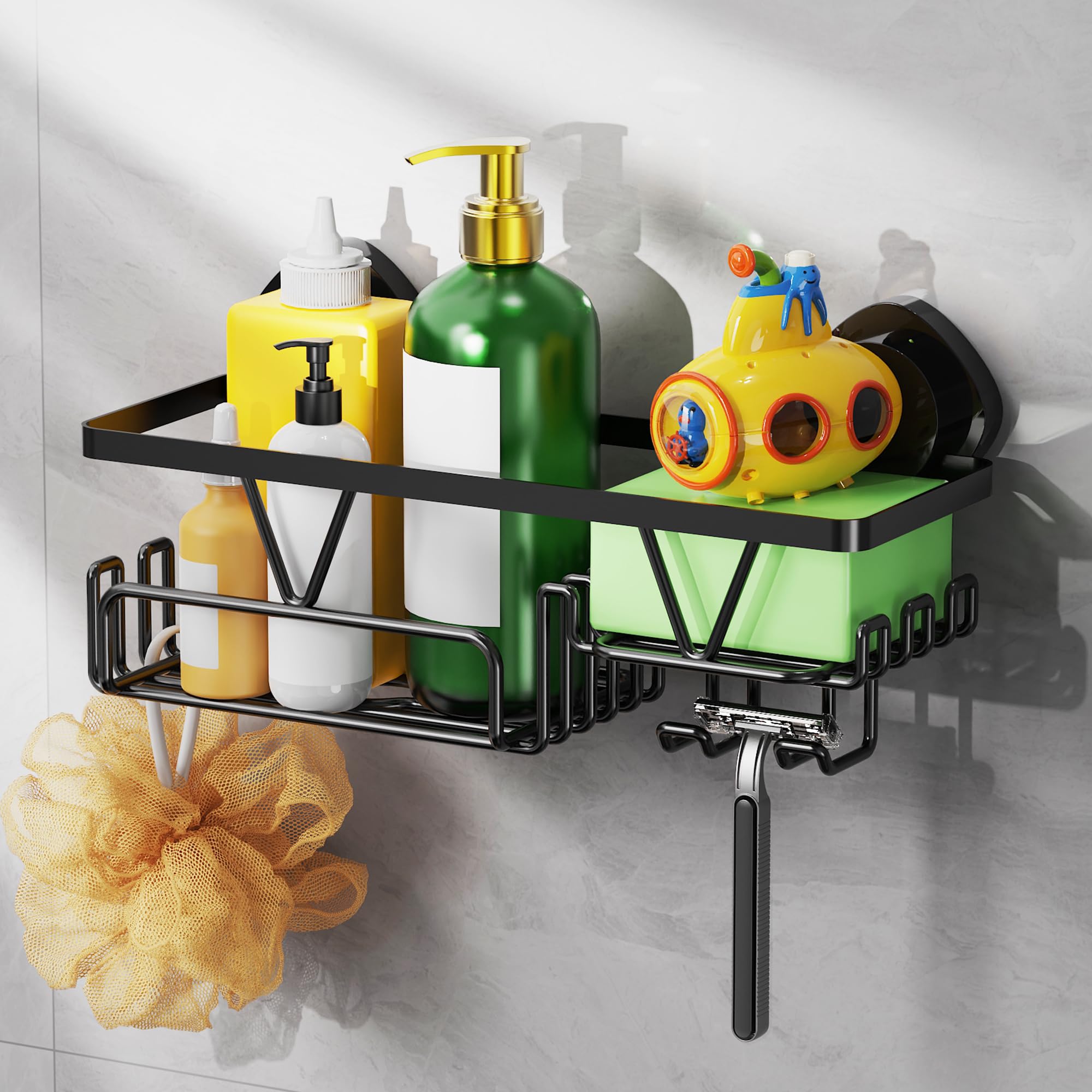 ZUNTO Suction Cup Shower Caddy for Bathroom - No Drill Wall Mount Shower Organizer - Rustproof Heavy Duty