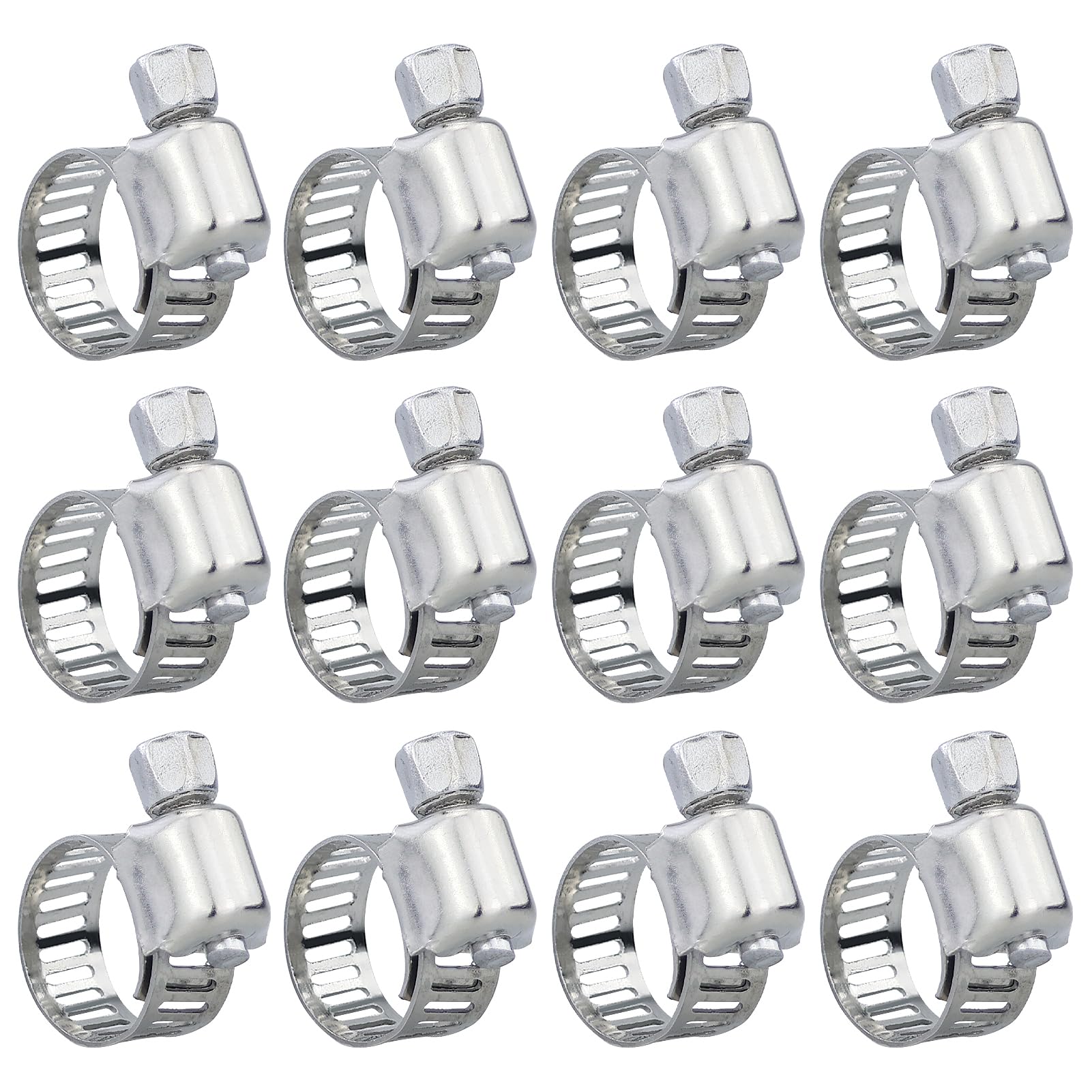 12Pcs Hose Clips 6-12mm Jubilee Clips Adjustable 304 Stainless Steel Hose Clamps Worm Drive Pipes Hose Clamps Clips
