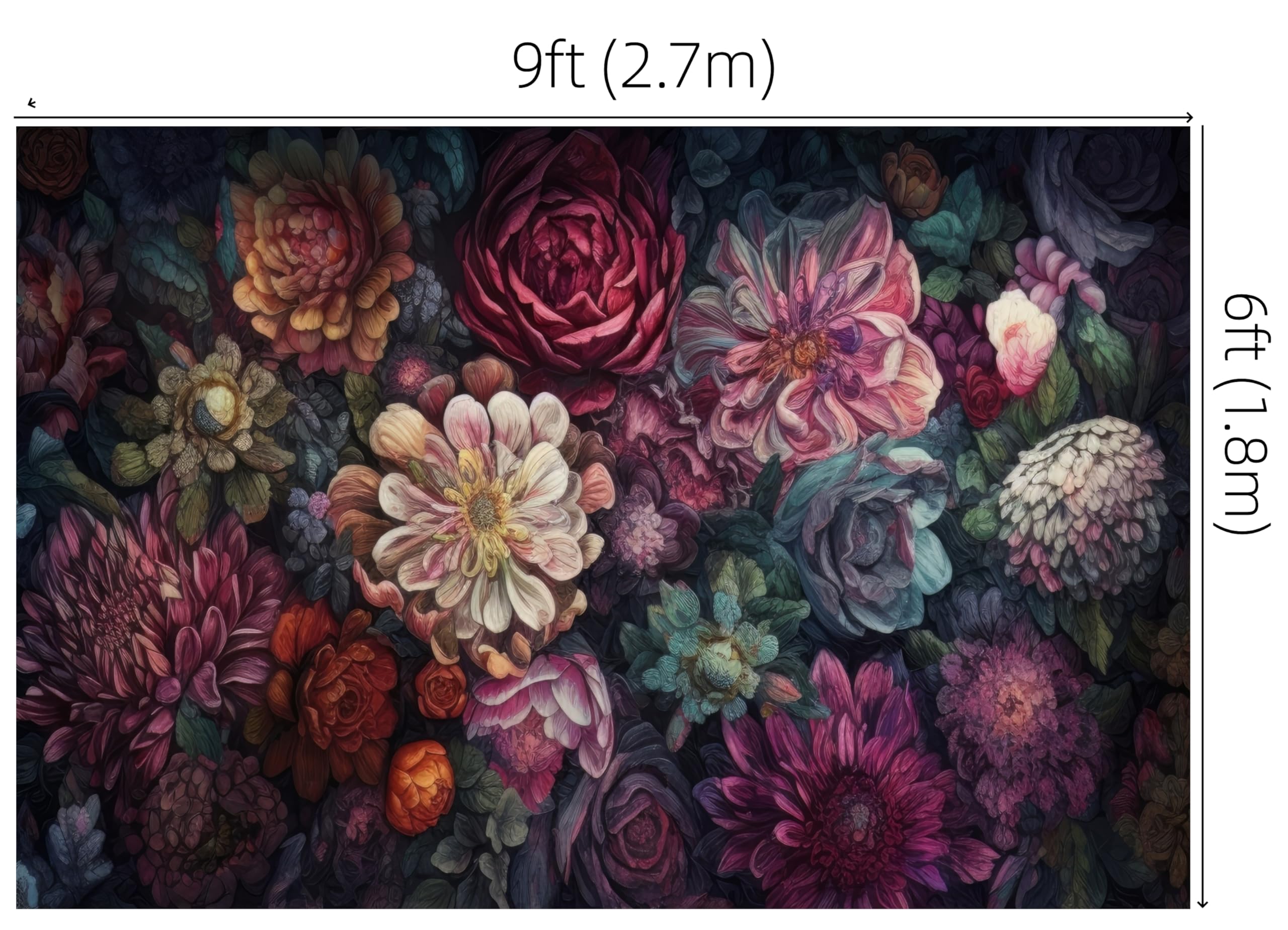 WaW 2.7 x 1.8 m Colourful Flowers Photo Backgrounds for Studios Portraits, Boxes, Walls - Image 2