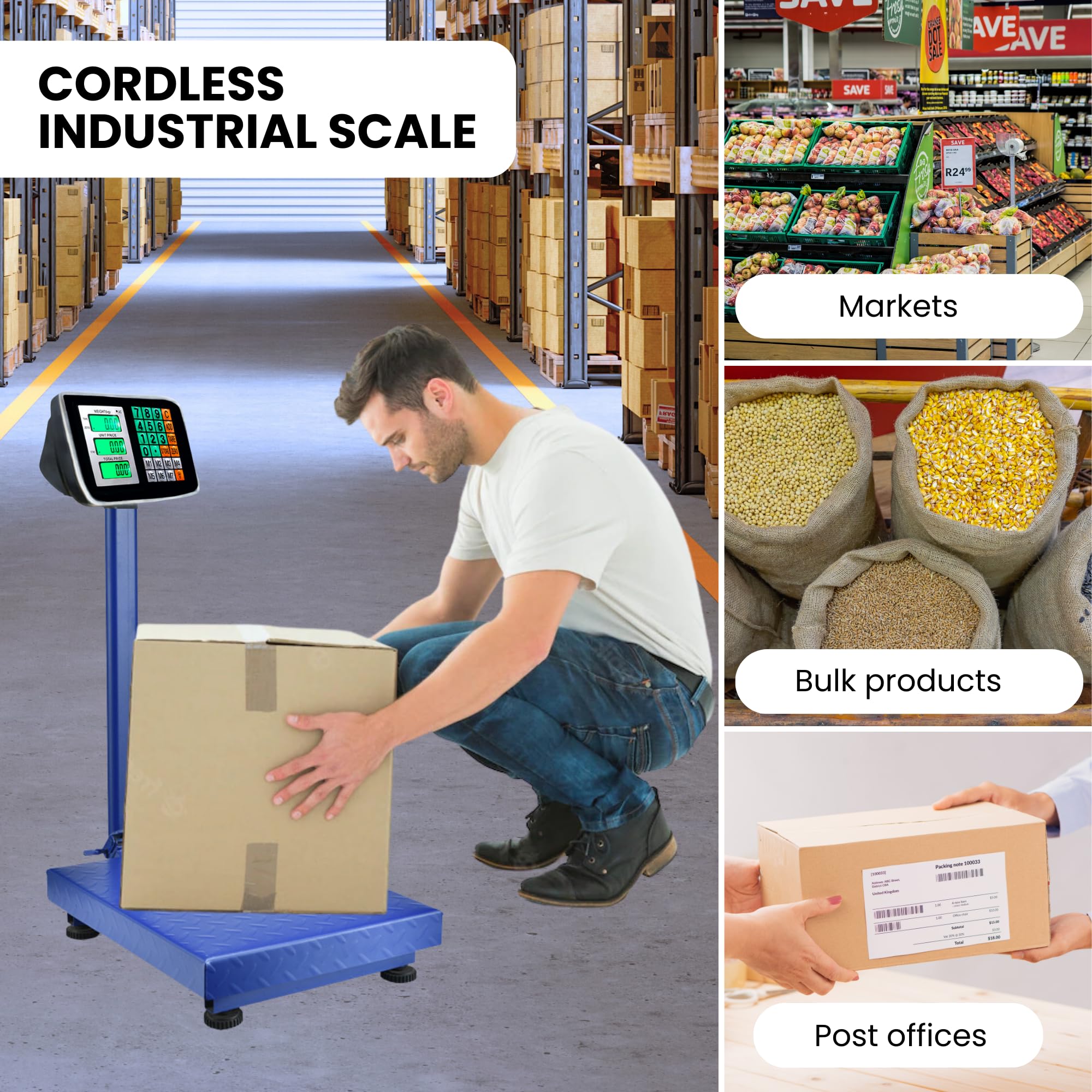 Industrielle Plattformwaage 300 kg Digitalwaage mit LCD-Display Stahlplattform