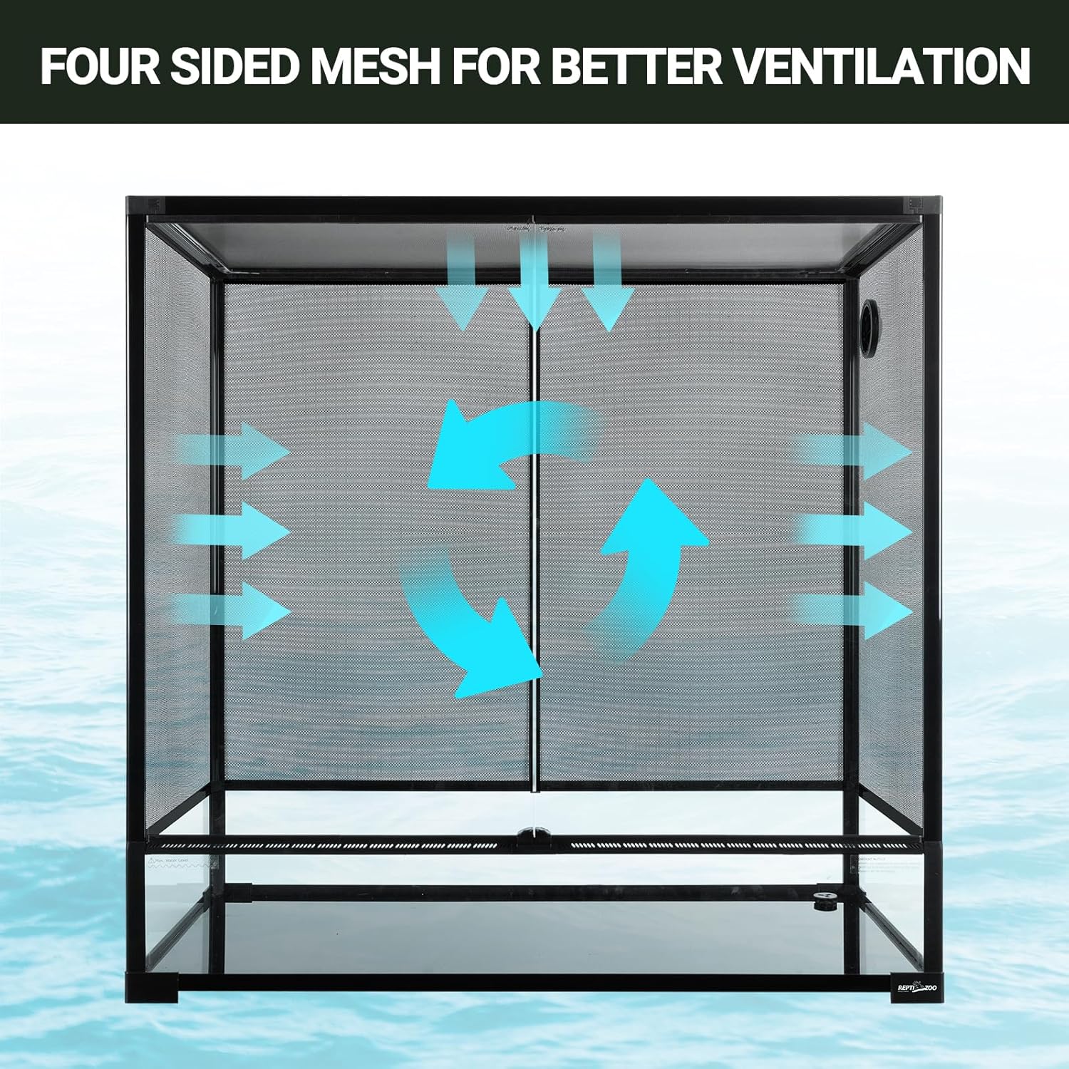 REPTI ZOO 100 Gallon Extra Tall Large Reptile Tank, 36x18x36 Vertical Reptile Terrarium, Chameleon Cage with Screen Ventilation, Water-Land Turtle Tortoise Aqua Terrarium with Drainage Pipe