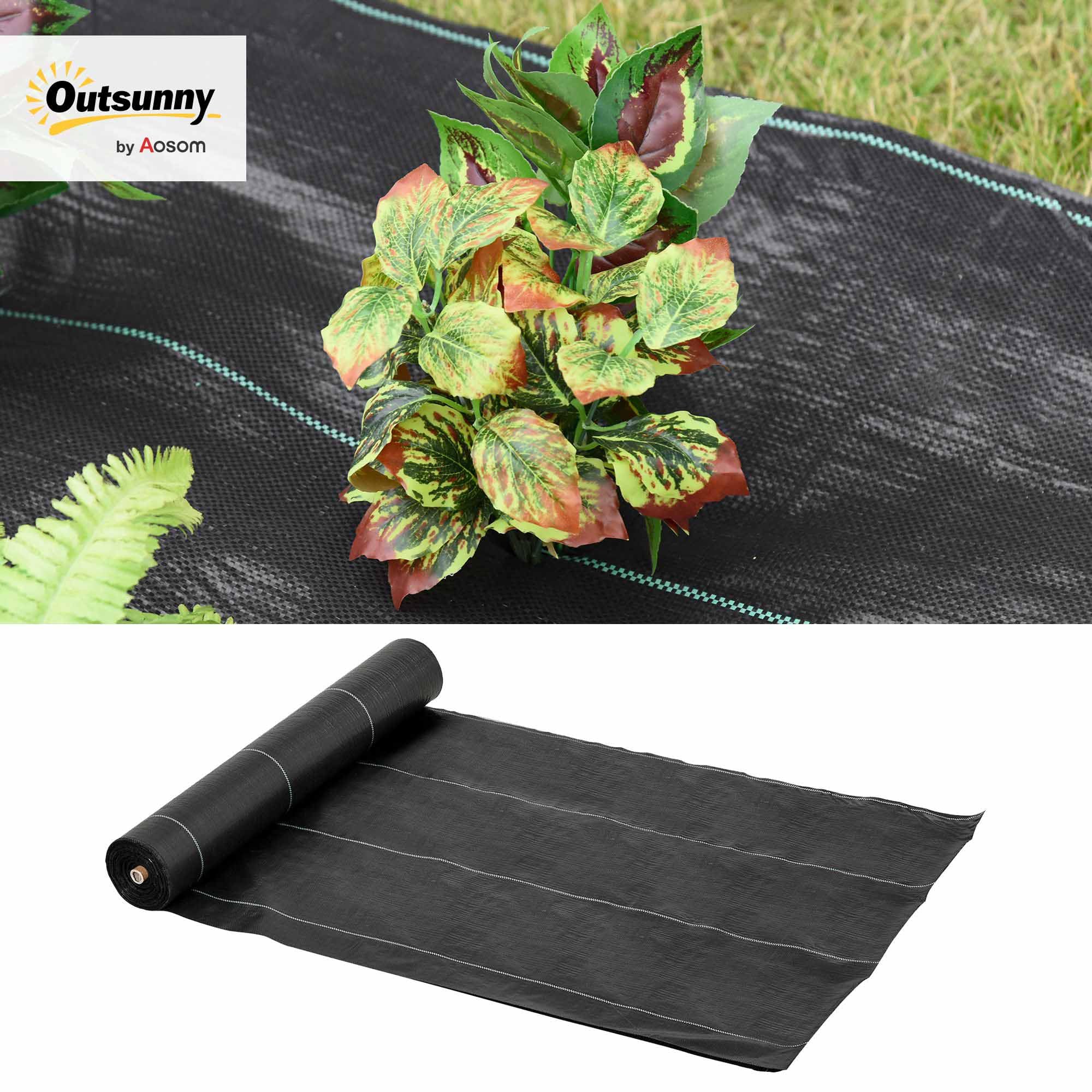Outsunny Malla Antihierbas Malla Antihierbas 2x50 m Malla Antimaleza Malla Geotextil contra Malas Hierbas y Malezas 100 g/m² para Jardín Terraza Patio Negro