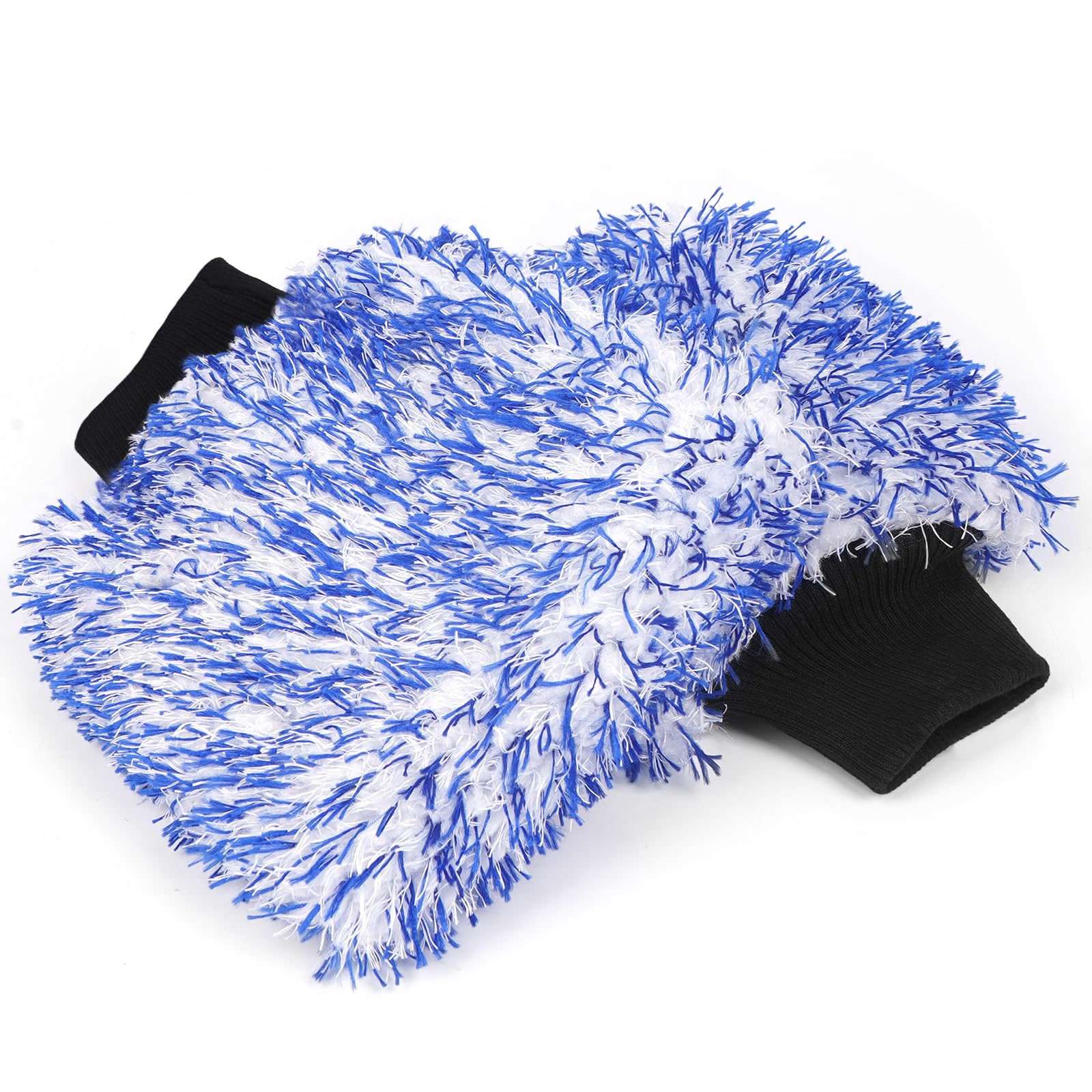 Gants de lavage de voiture en microfibre MIKKUPPA double face ultra absorbants anti-rayures bleu