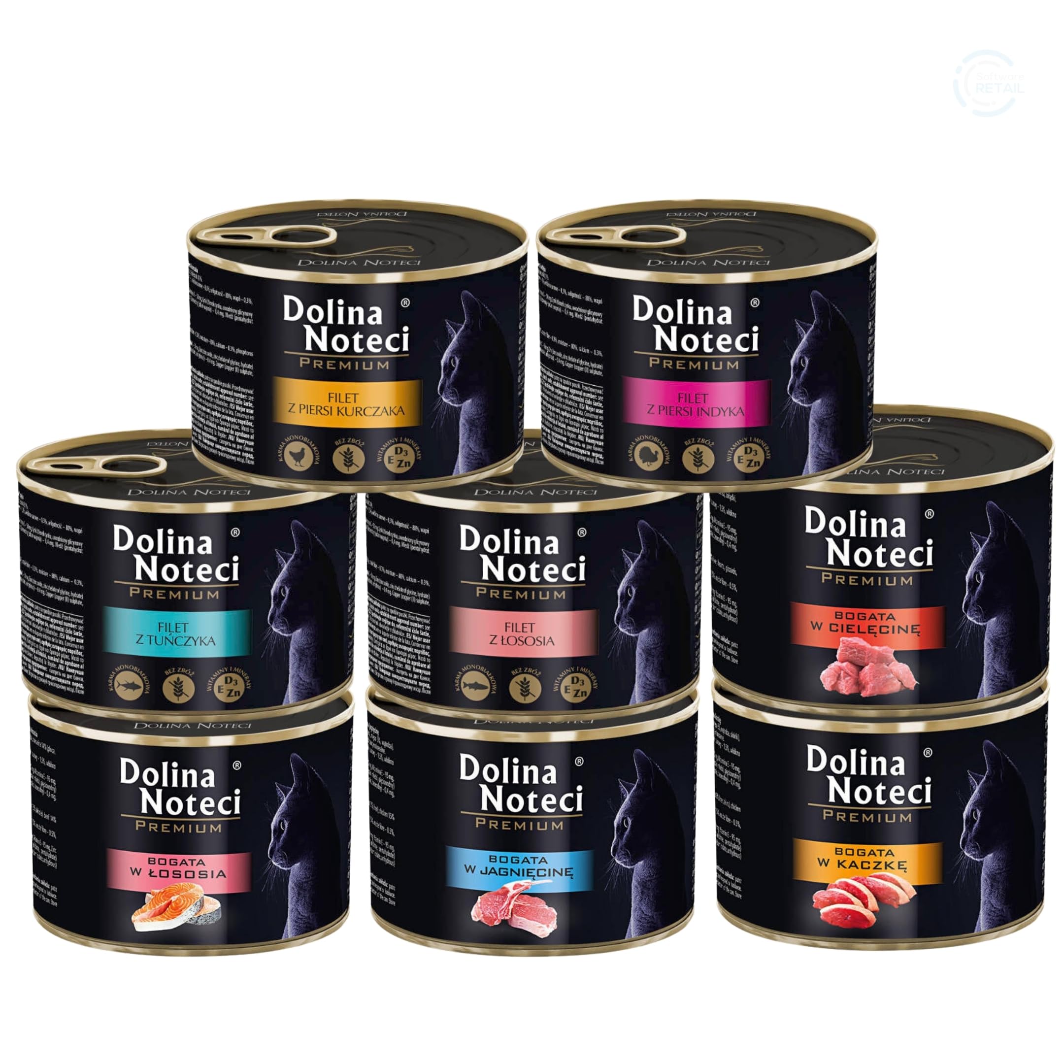 Dolina Noteci Premium Moist & Juicy Wholesome Grain-Free Cat Food - Natural Meat Recipes Enriched with Vitamins & Minerals for Happy, Healthy Cats! (Mix, 8x185g) โ image 1