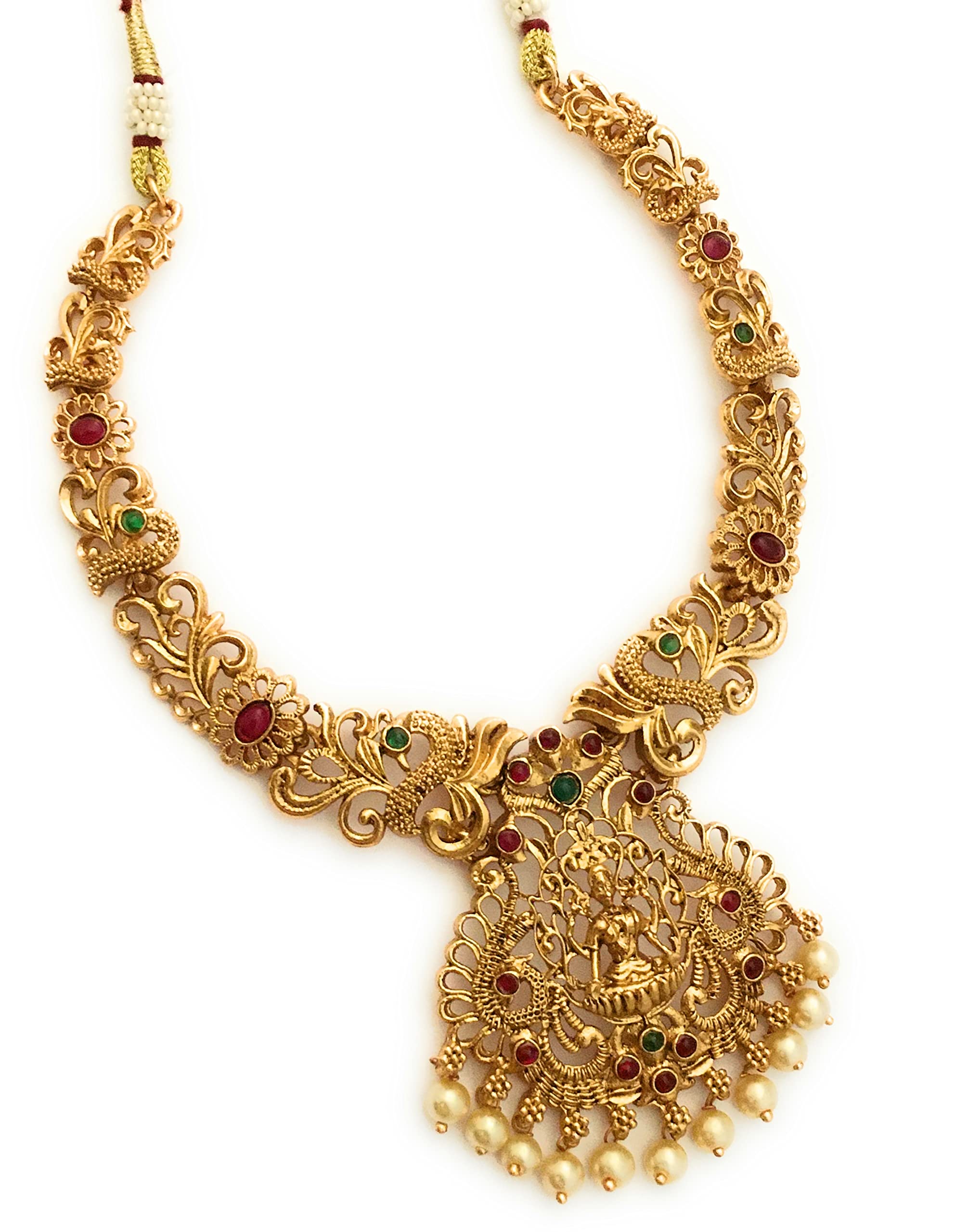 Sasitrends Latest Traditional Temple Necklace Jewellery Set with Jhumka Earrings for Women and Girls 2