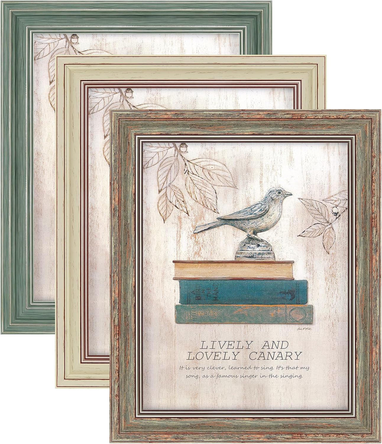 XUANLUO 3 Pack 9x12 Inch Picture Frames Farmhouse Rustic Vintage Distressed Wood Grain Photo Frame with HD plastic cover for Table Top Display and Wall Hanging (9 x 12 inch, Mix Color-3pcs)