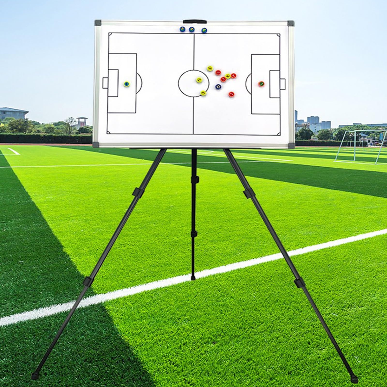 Lavagna Calcio per Insegnare e Formazione, Lavagna Magnetica per Allenamento Calcistico, con Supporto Triangolare per Istruzioni di Allenamento, Impostazione Tattica di Partita