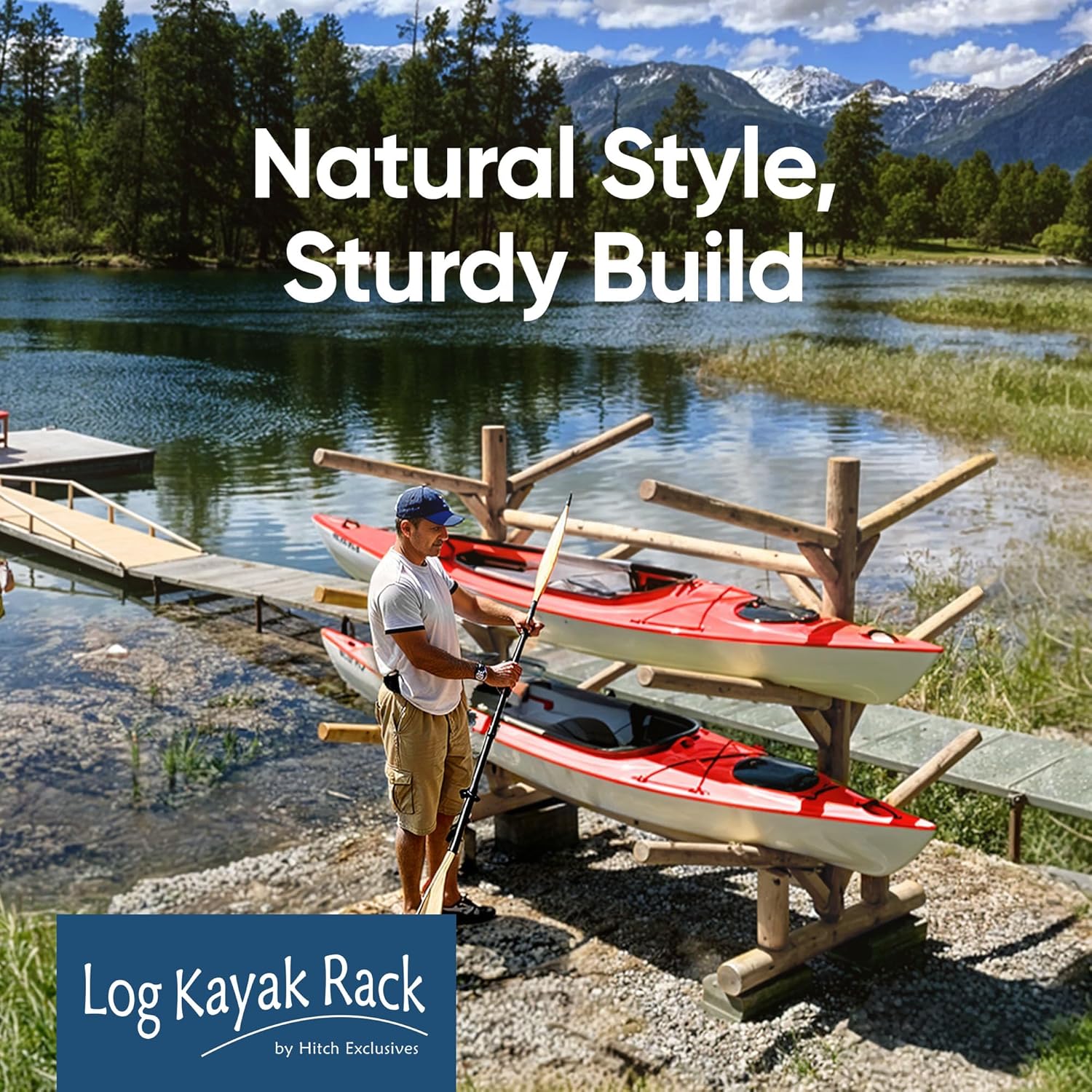 6-Place/Canoe Racks, Freestanding Paddle Board Storages, Surfboard Stand, Canoe Paddles or SUP Storage Racks, Paddle Board Rack for Outdoor Storage - Unfinished + 15" Anchor Kit