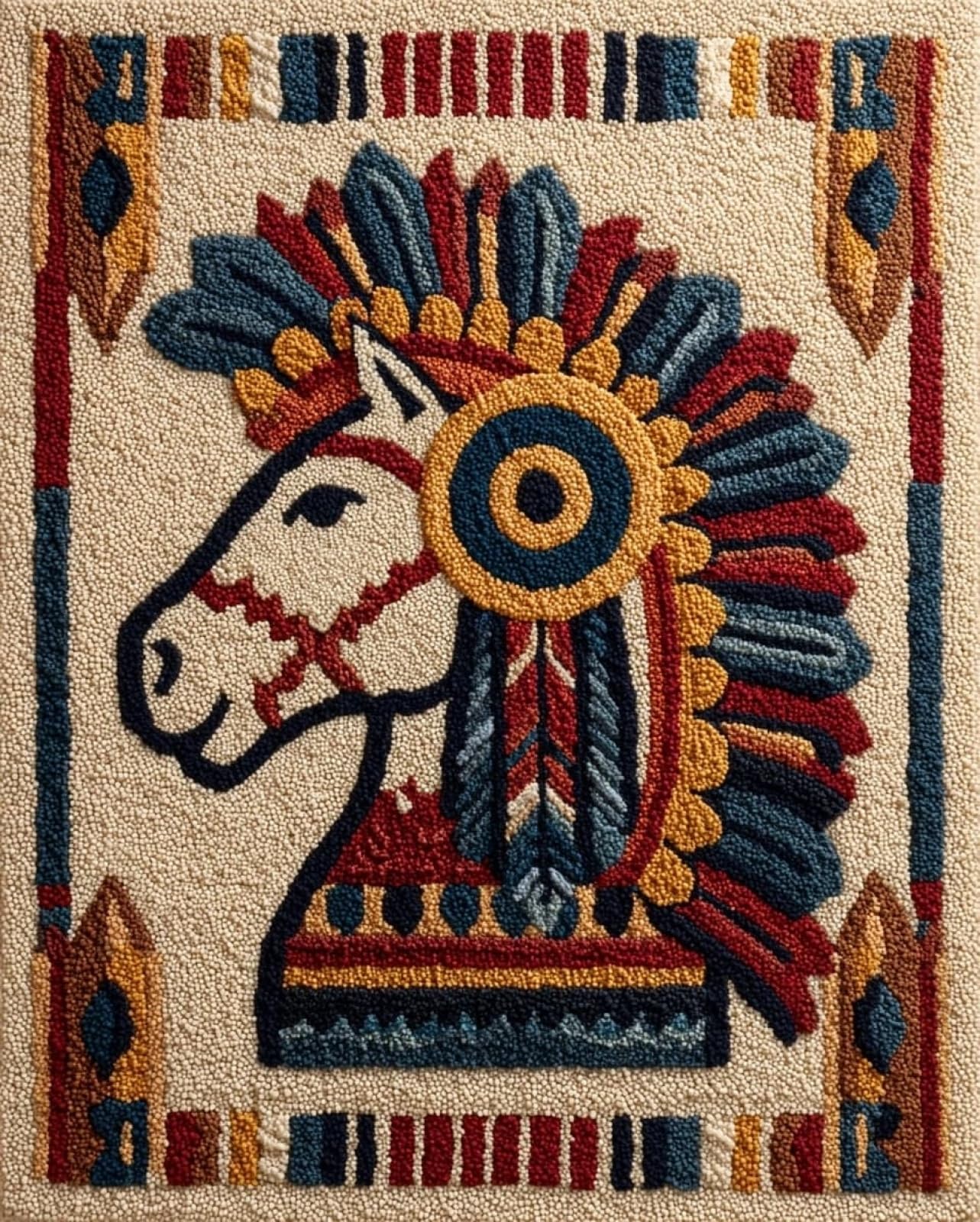 Wallphantom Latch Hook Kits for Adults Rug,Indian Horse