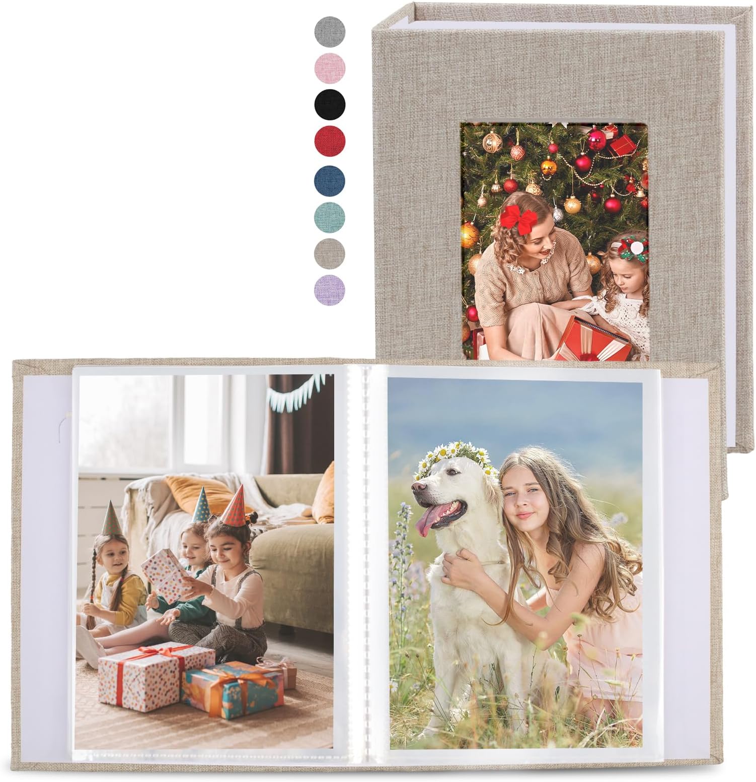 vivinin 2 Pack Linen Cover Photo Album, Photo Album 4x6 36 Pockets, Small Photo Album Book for Vertical Photos, Picture Book for Photos for Family Anniversaries Baby Vacations (beige)