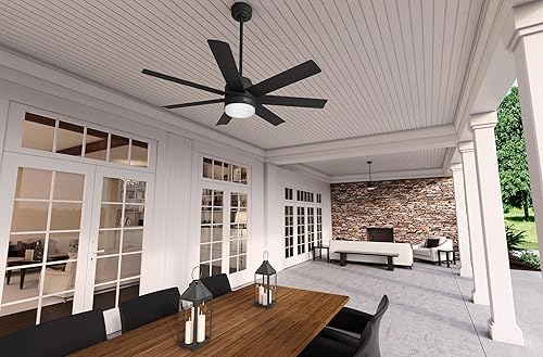 Miniatura 3 de Hunter - Brazos 51535 Ventilador de techo negro mate para interiores y exteriores de 52 pulgadas con kit de luz LED regulable, control remoto, motor