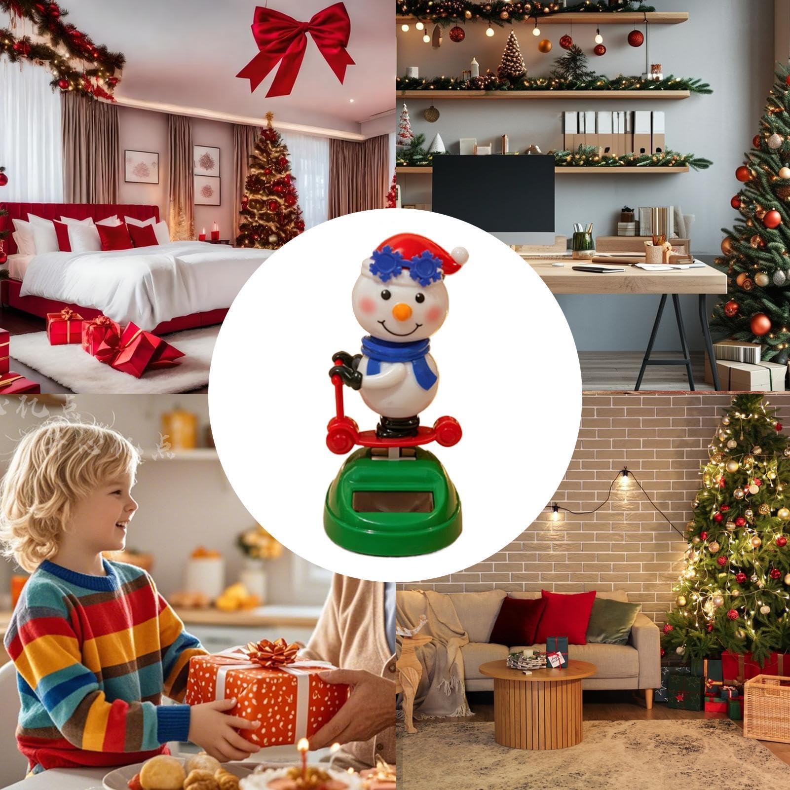 Statuetta a energia solare da cruscotto a forma di Babbo Natale