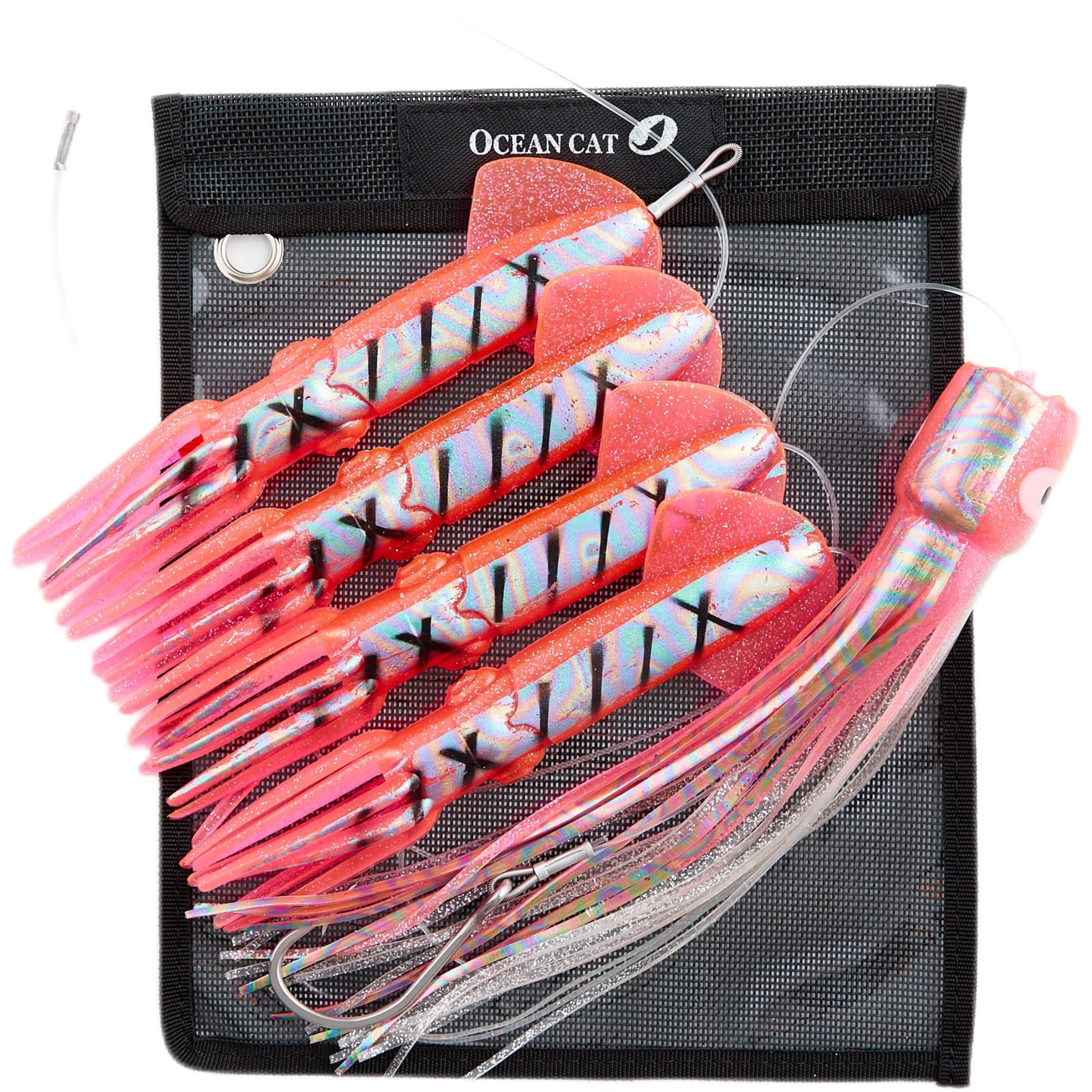 OCEAN CAT Saltwater Trolling Lures Teaser for Saltwater Fishing Rigged with Hook 7/0 for Wahoo Tuna Mahi Dolphin Sailfish Marlin and More
