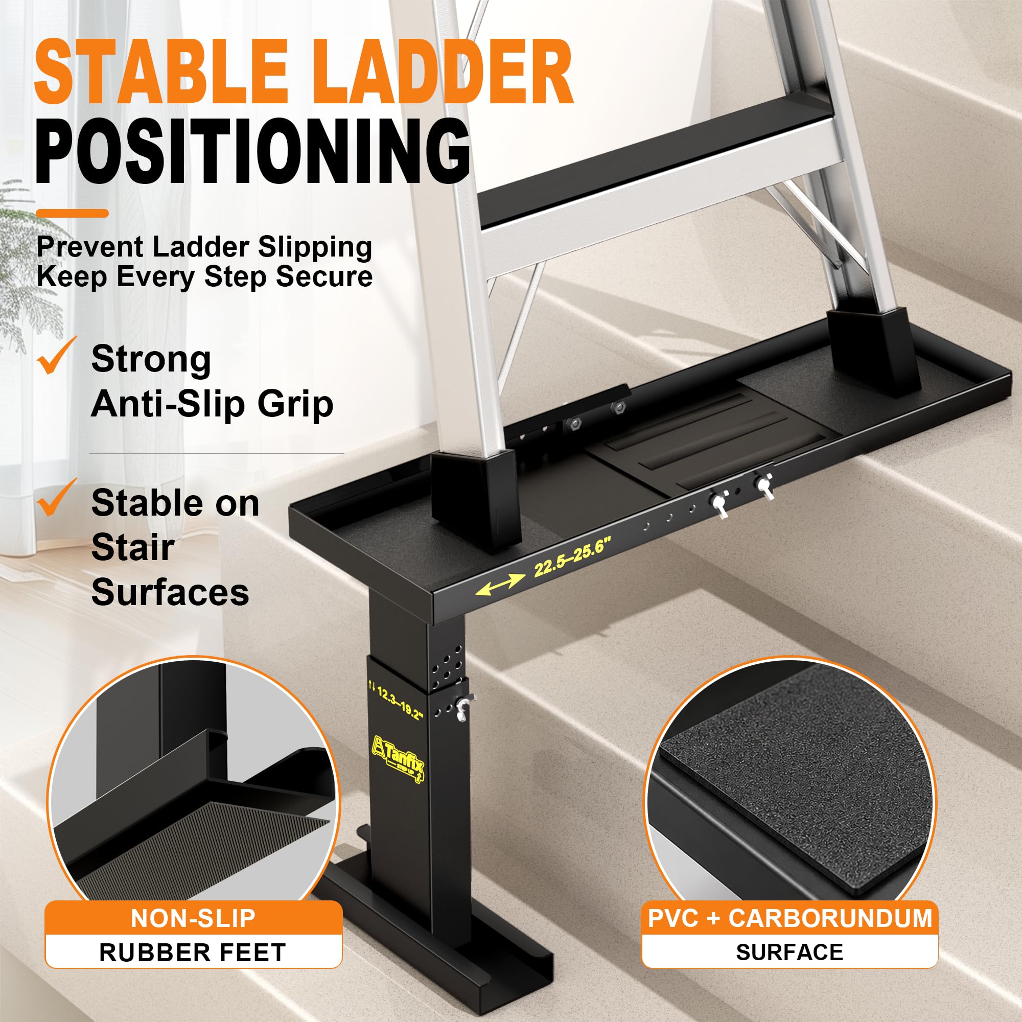 Leiterverlängerung, robuste Leiter-Nivellierer, 199,6 kg, Tragkraft: 31,2 cm bis 48,8 cm, verstellbare Höhe 57,1 cm bis 65 cm, verstellbare Plattformlänge, passend für Einzel- und