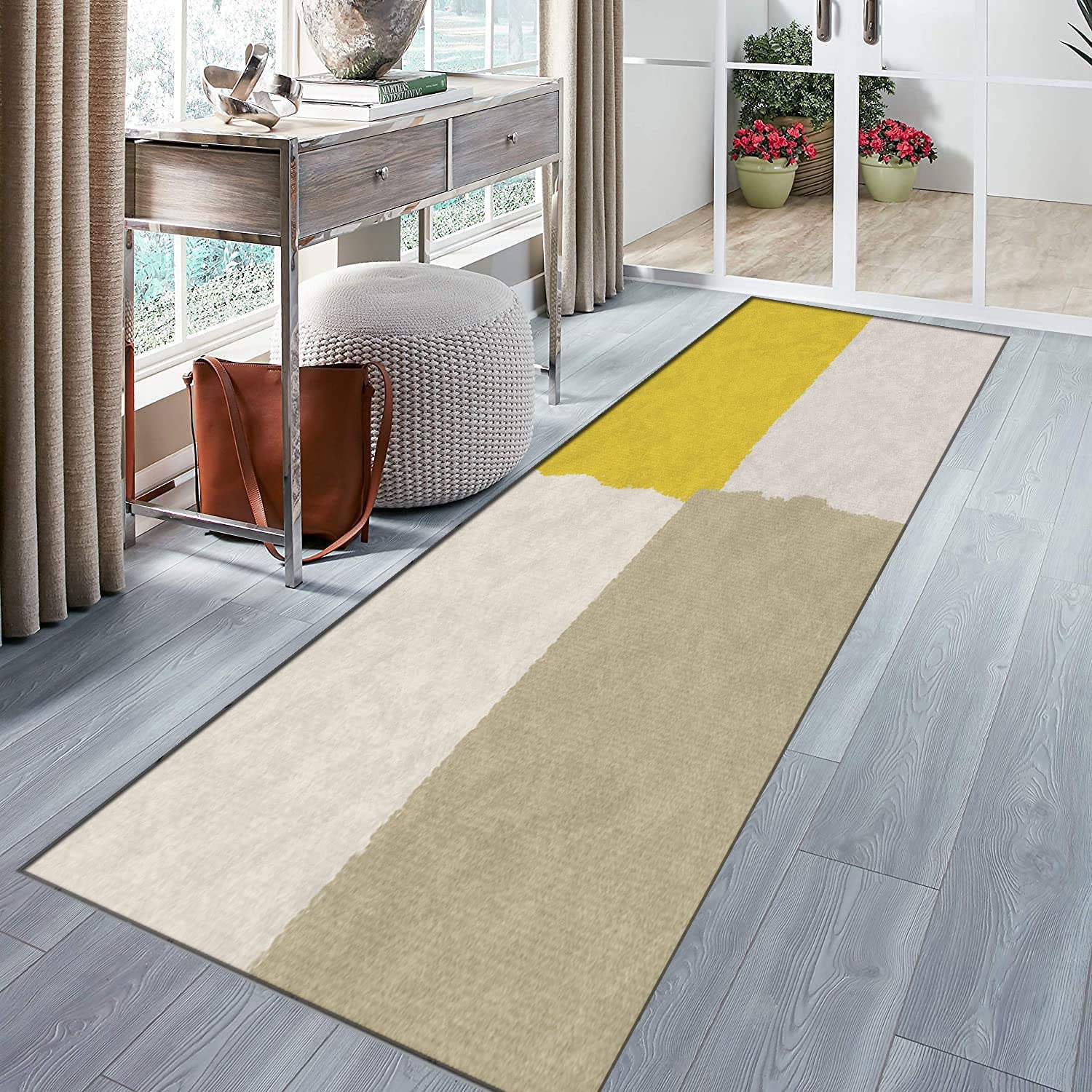 Läufer Teppich Flur Küche rutschfest Modern Abstrakt Marokkanisches Design Waschbarer Teppich für Wohnzimmer Vielseitige Wohnkultur