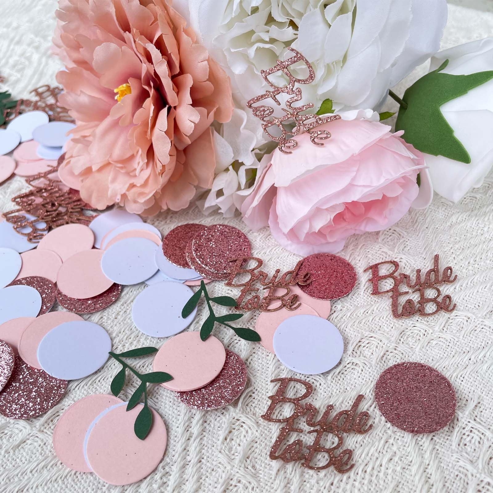 WEIKA Confettis De Table De Mariage à Paillettes Or Rose, Confettis D'eucalyptus Verdure, Décorations De Fête Prénuptiale, Confettis De Mariage Pour