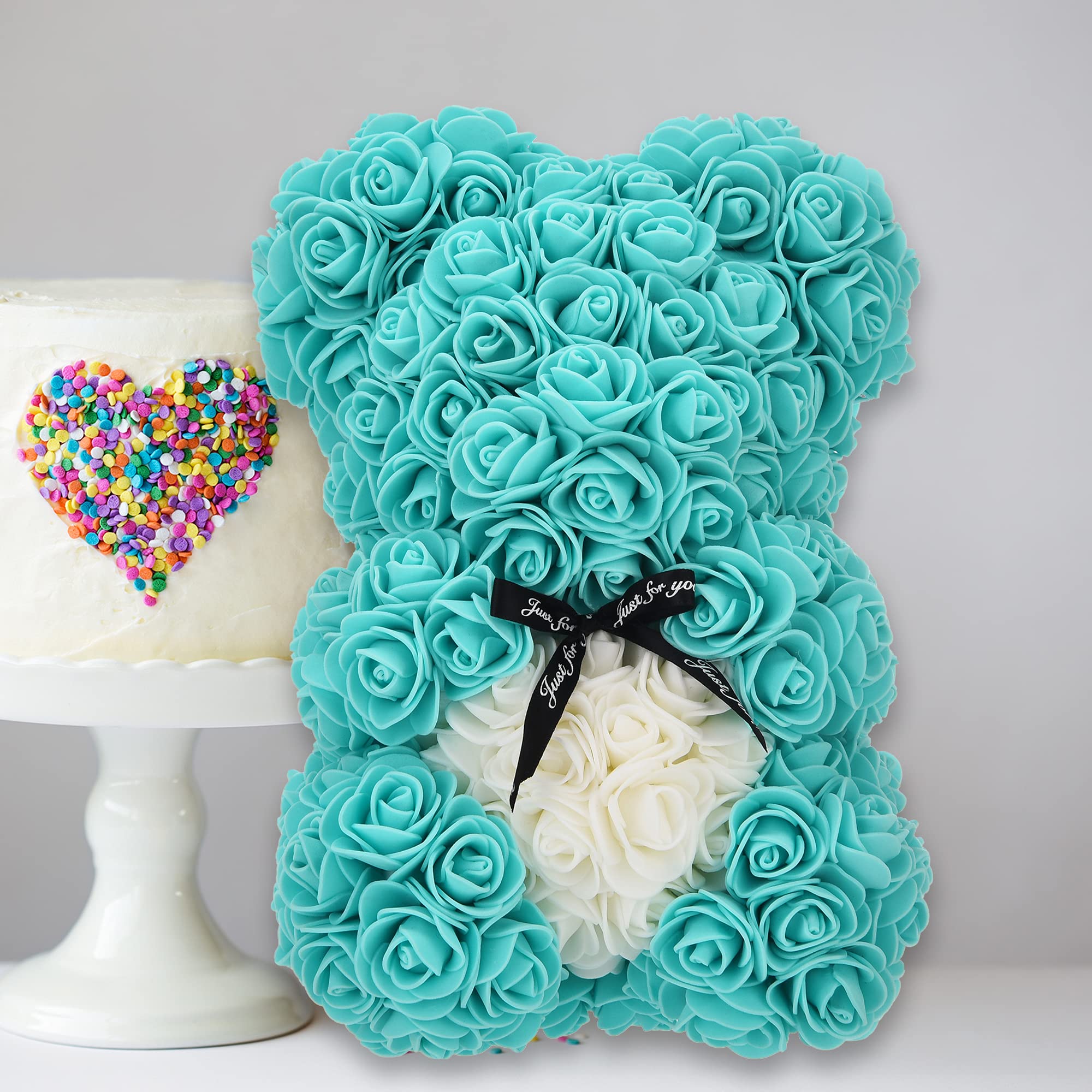 Cadeaus voor mama, verjaardagscadeau voor de vrouw, Valentijnsdagcadeau, beer, rozenteddybeer in geschenkdoos, kant-en-klaar gemonteerde geschenkdoos, bruiloft en jubileum (blauw