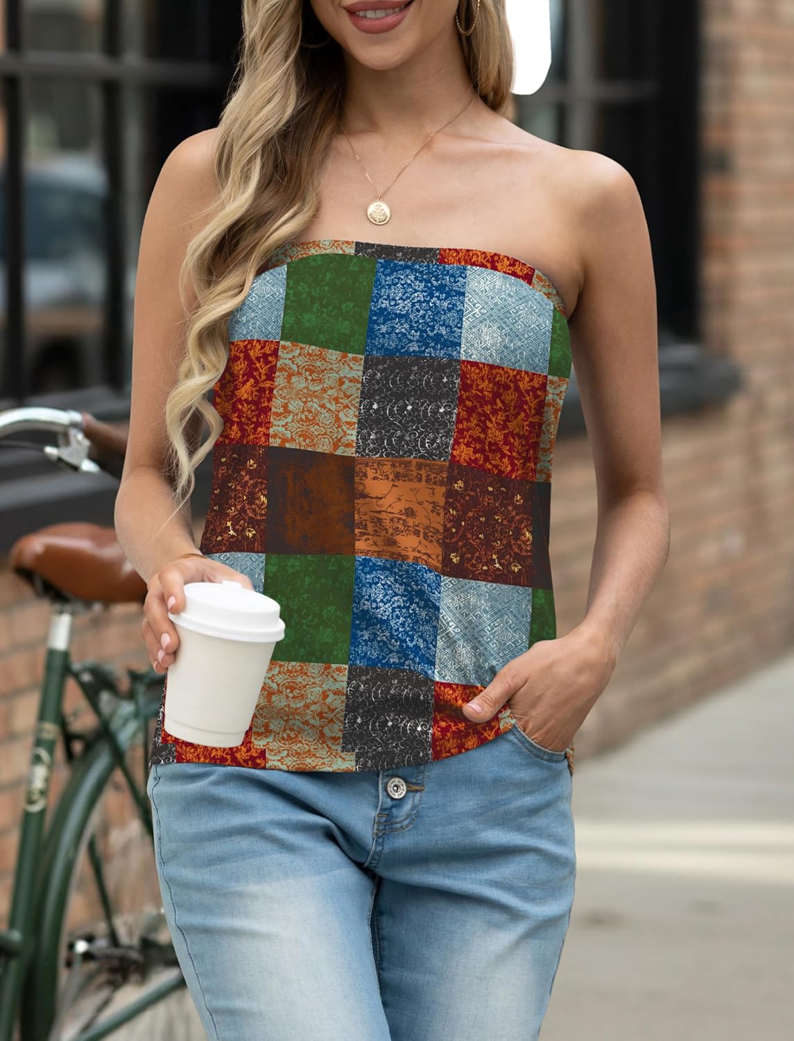 IWOLLENCE Women's Floral Tube Tops Casual Summer Backless Strapless Top Sleeveless Bandeau Tanks Shirt - Image 2