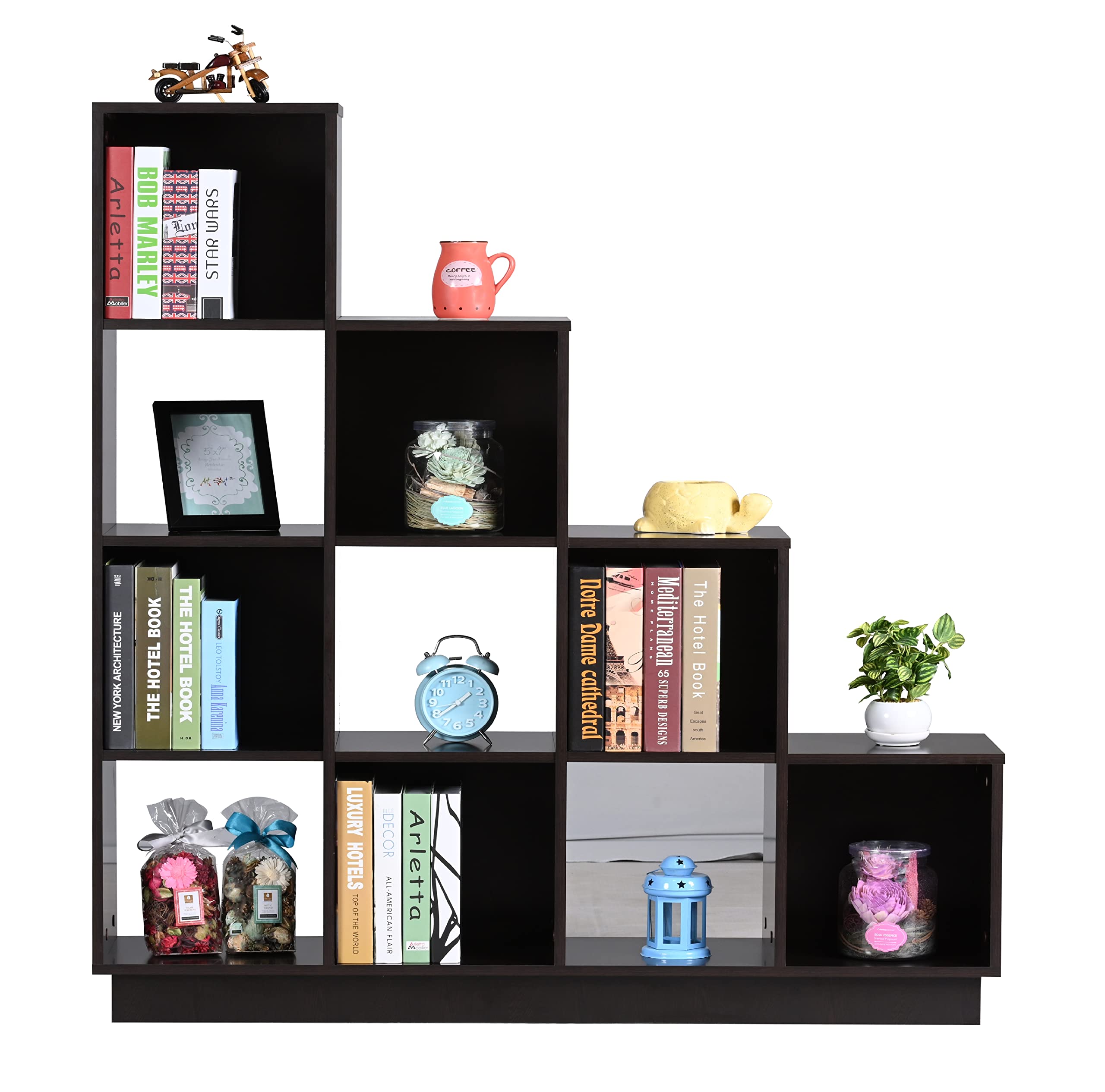 DeckUp Apollo-S Engineered Wood Book Shelf and Display Unit (Dark Wenge, Matte Finish)-image-45