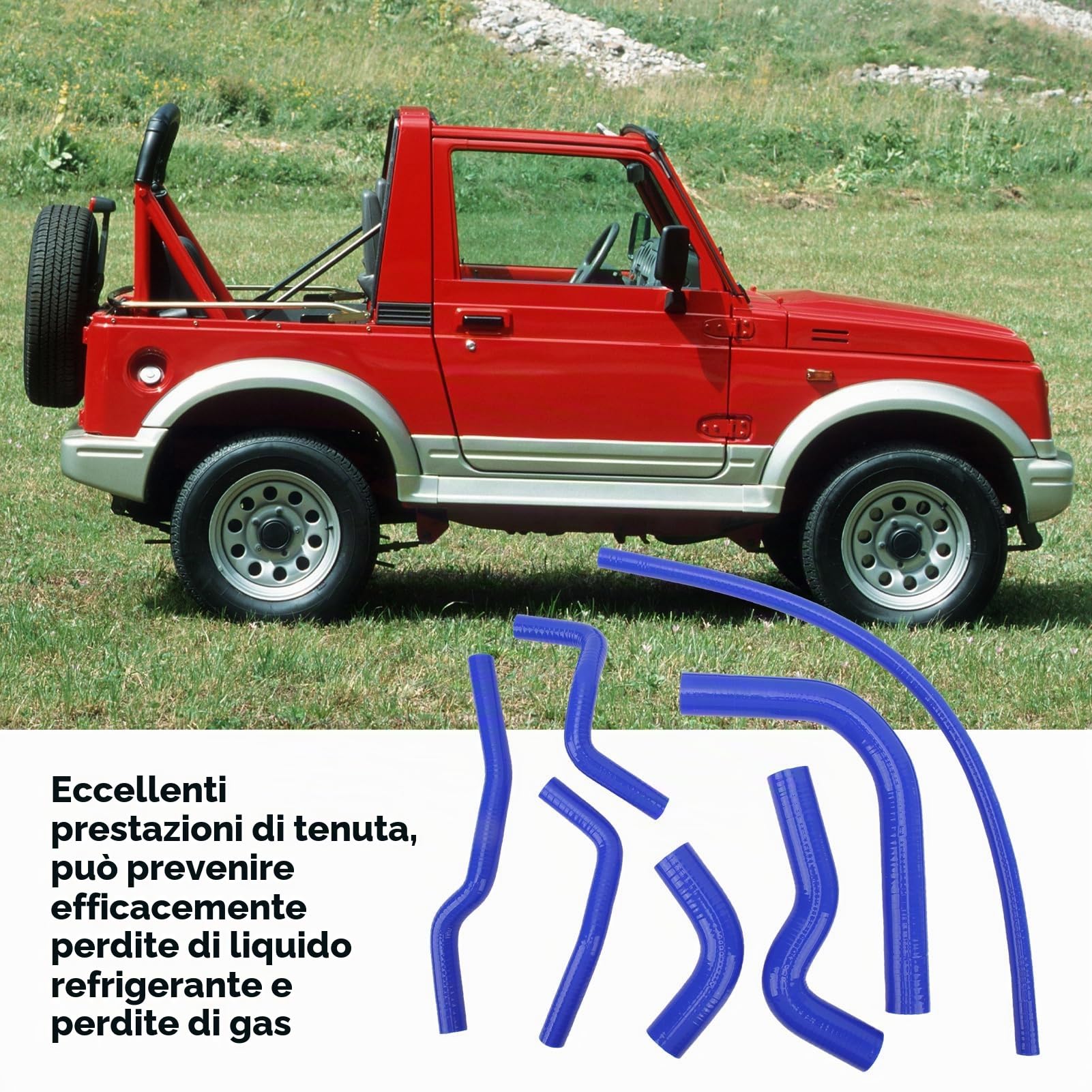 Tubo Flessibile Del Liquido Di Raffreddamento Del Radiatore In Silicone Per Samurai 1986-1995, Sostituzione Del Kit Tubo Flessibile Del Radiatore Del Radiatore A (Blu)