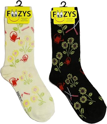 Foozys Womens Crew Socks | Gardening Beautiful Outdoors Themed Novelty Socks | 2 Pairs Included in Two Colors