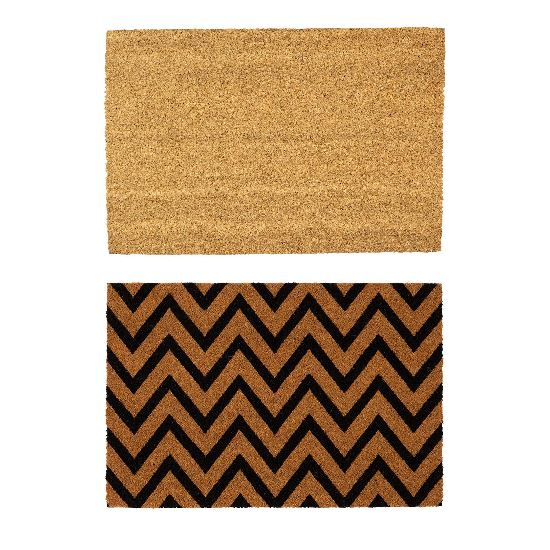 Nicola Spring Multicolor Coir Door Mats - 60 X 40Cm - Zig Zag - Pack Of 2