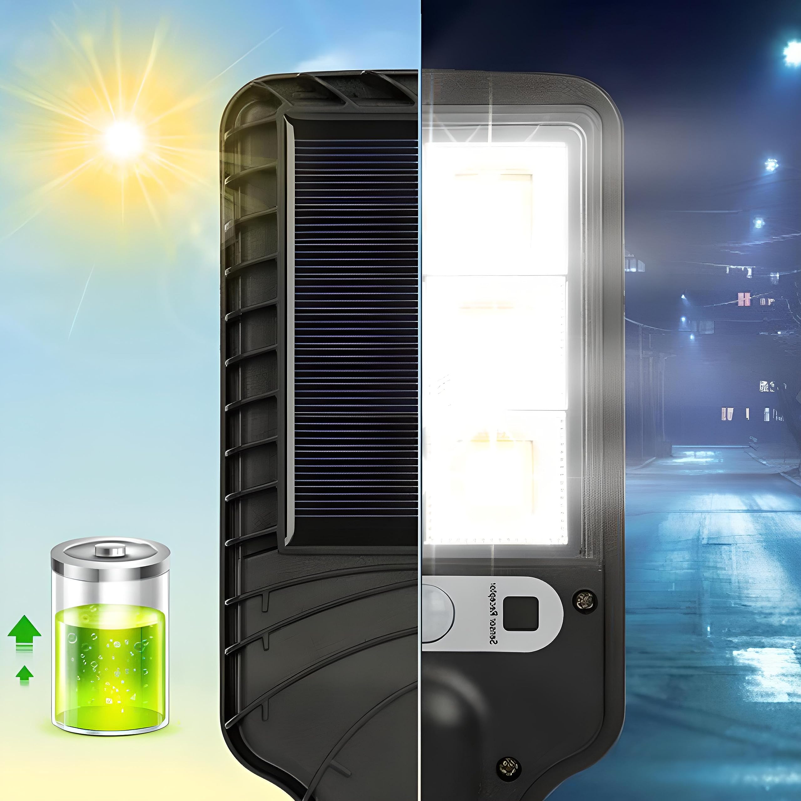 Retoo 120 LED 240 W IP67 lampa solarna z pilotem zdalnego sterowania i czujnikiem zmierzchu do świtu na zewnątrz, do ogrodu, na ulicy, werandę, zimna biel 6000 K, wodoszczelna lampa ścienna