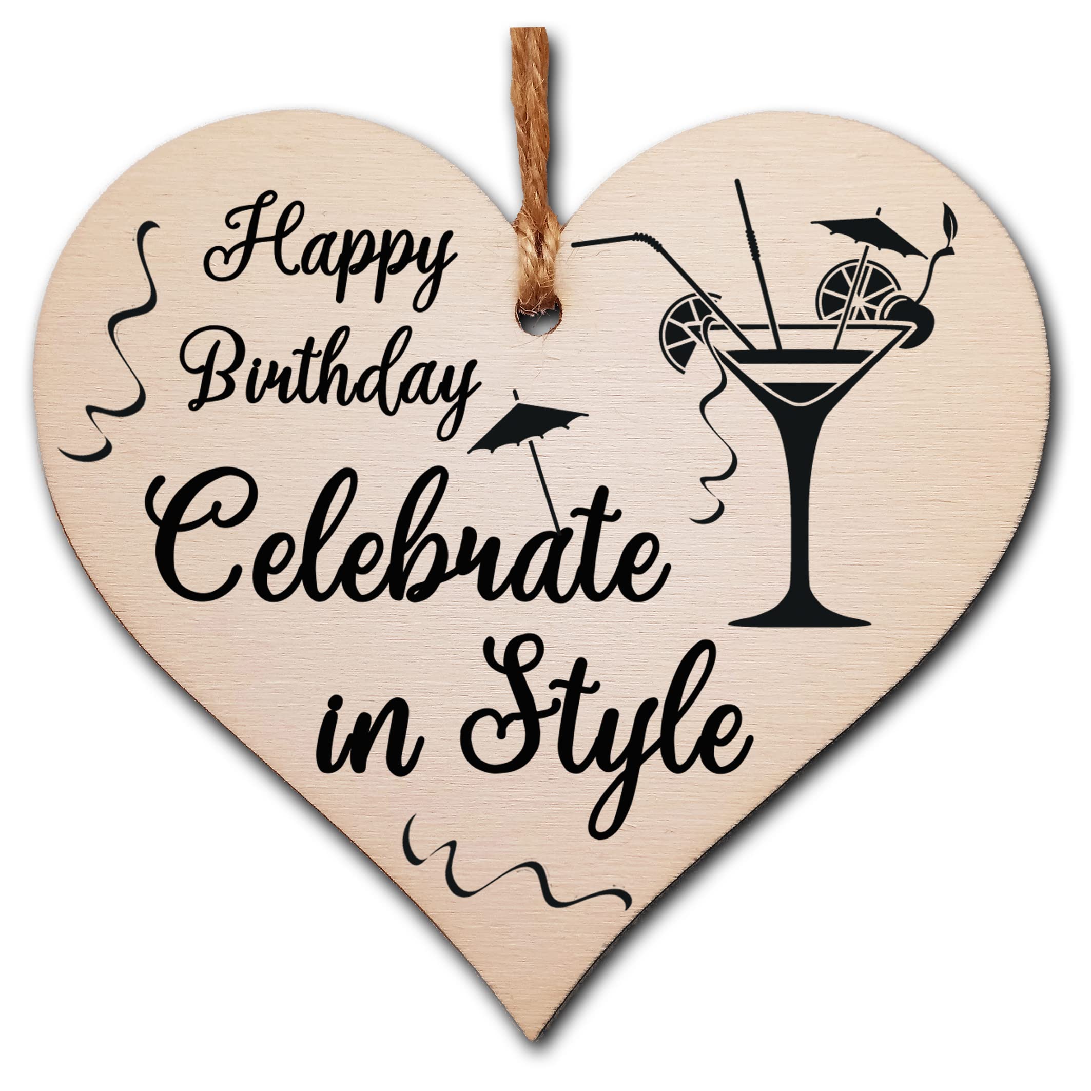 Gift In Can Design #2 Birthday Wooden Heart Plaque – Funny & Sentimental Hanging Gift With Twine – Rustic Card Alternative For Friends & Family