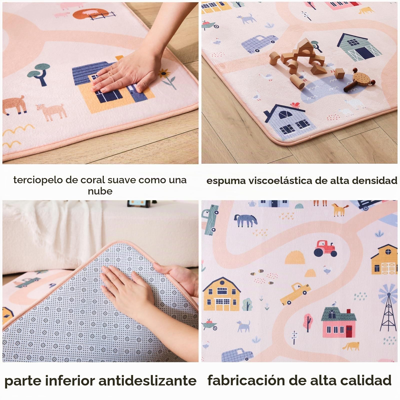 Hakuna Matte Colchoneta Manta Juegos Bebe 160x120x1,5cm, Granja | Tapete Infantil con Memory Foam Manta de Juegos Bebe Antideslizante, Tatami Bebe, Suelos Infantiles