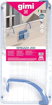 gimi Brezza 200 Balcony Clothes Dryer in Steel and Resin, 18 m Drying Length