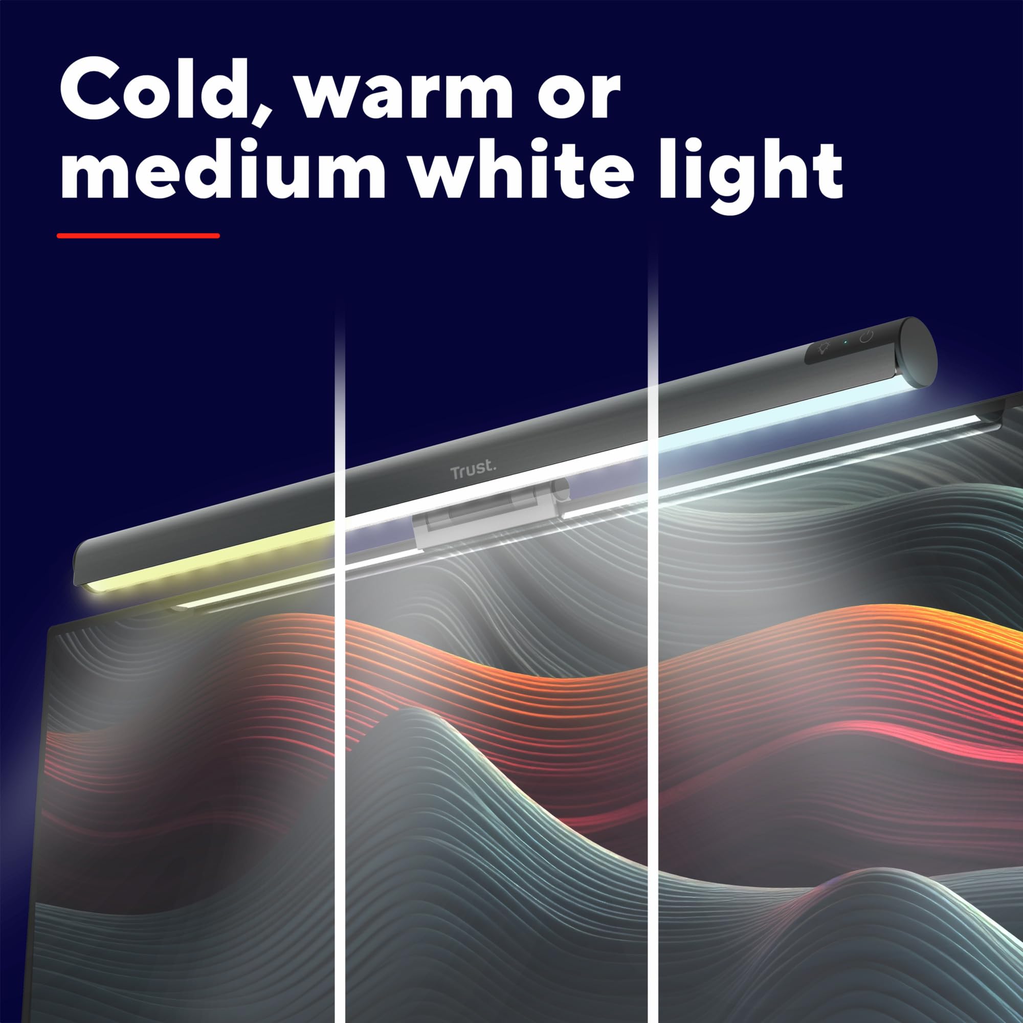 Trust Shyne Lampada Monitor PC LED 42cm, Anti-luce Blu e Anti-riflesso | Barra LED USB per Laptop, Light Bar Luce Bianca Fredda/Calda/Naturale, Desk Lamp Luminosità e Temperatura Regolabili