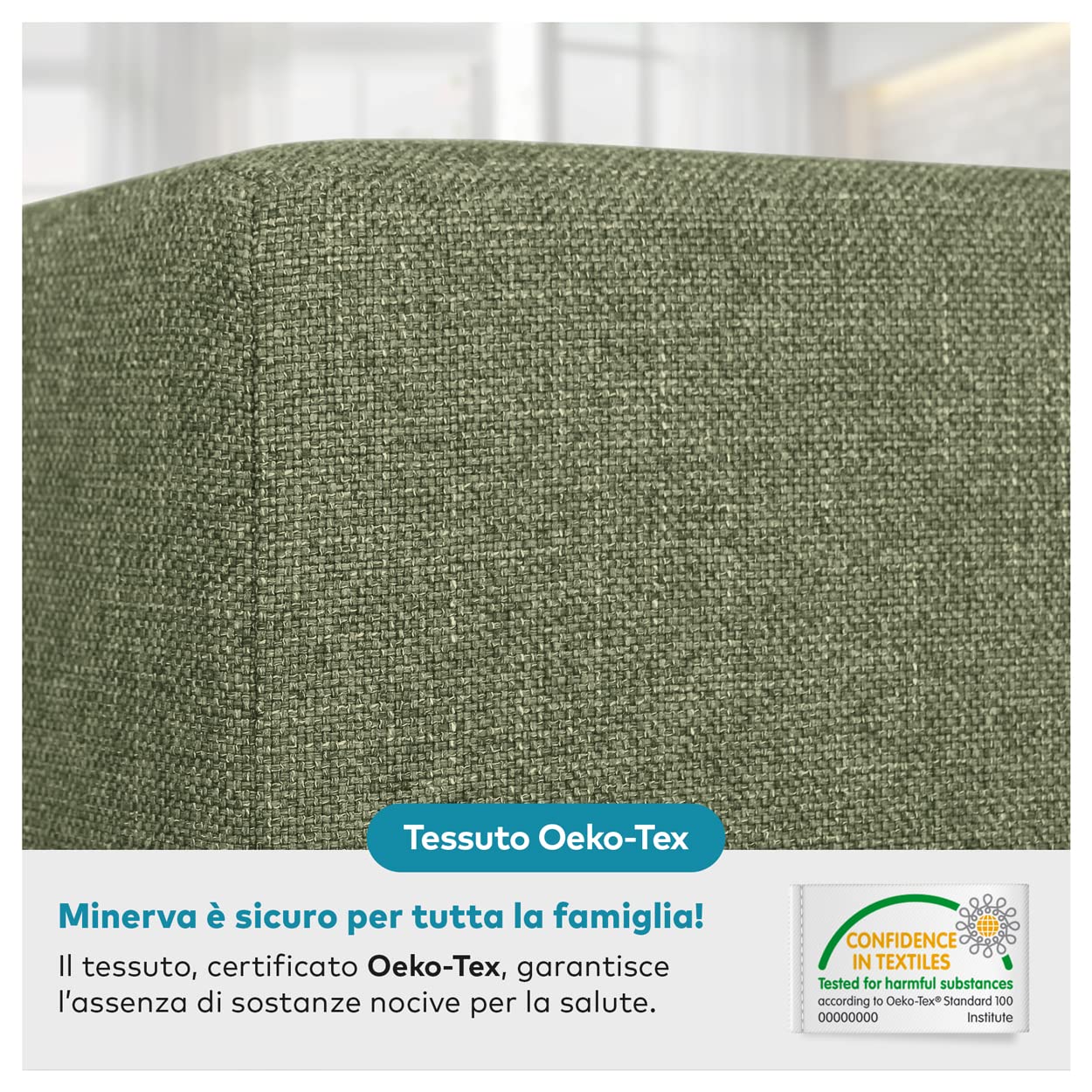 Deshome Pouf poggiapiedi cubo 43x43x44 cm Stoffa Idrorepellente: Pouf Design Moderno per Divano Soggiorno Camera da Letto, Puff poggiapiedi, Pouffe Salotto Minerva (Verde Oliva)