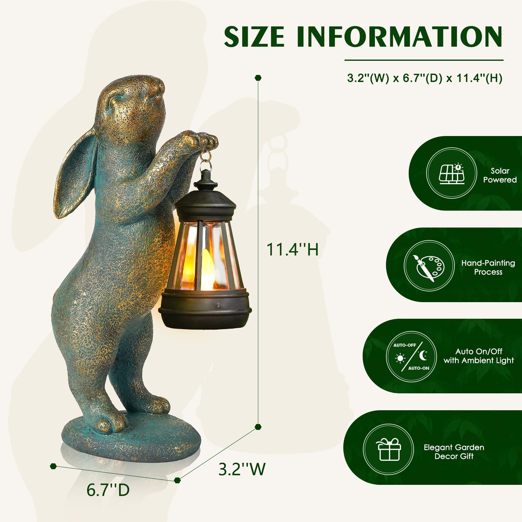 GIGALUMI Statue solari da giardino per la festa della mamma, statuetta di coniglio, luci per esterni, cortile, decorazione da giardino, per donne, decorazione per patio